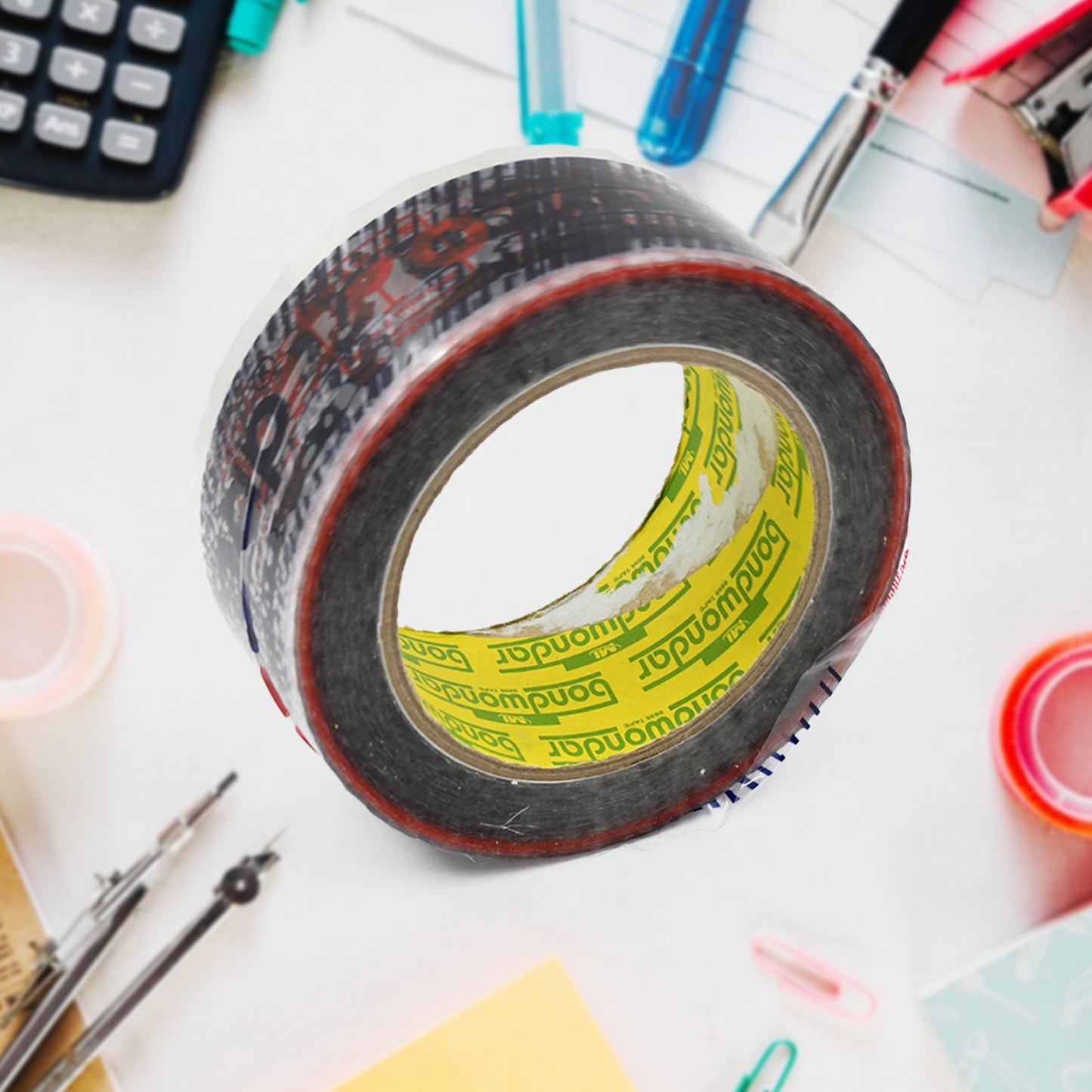 Deodap Printed Transparent Strong Adhesive Packaging Tape For Multipurpose Use Packing Adhesive Tape Office Product (2 Inch X 120 Mtr.) - Happy Price - Image 6