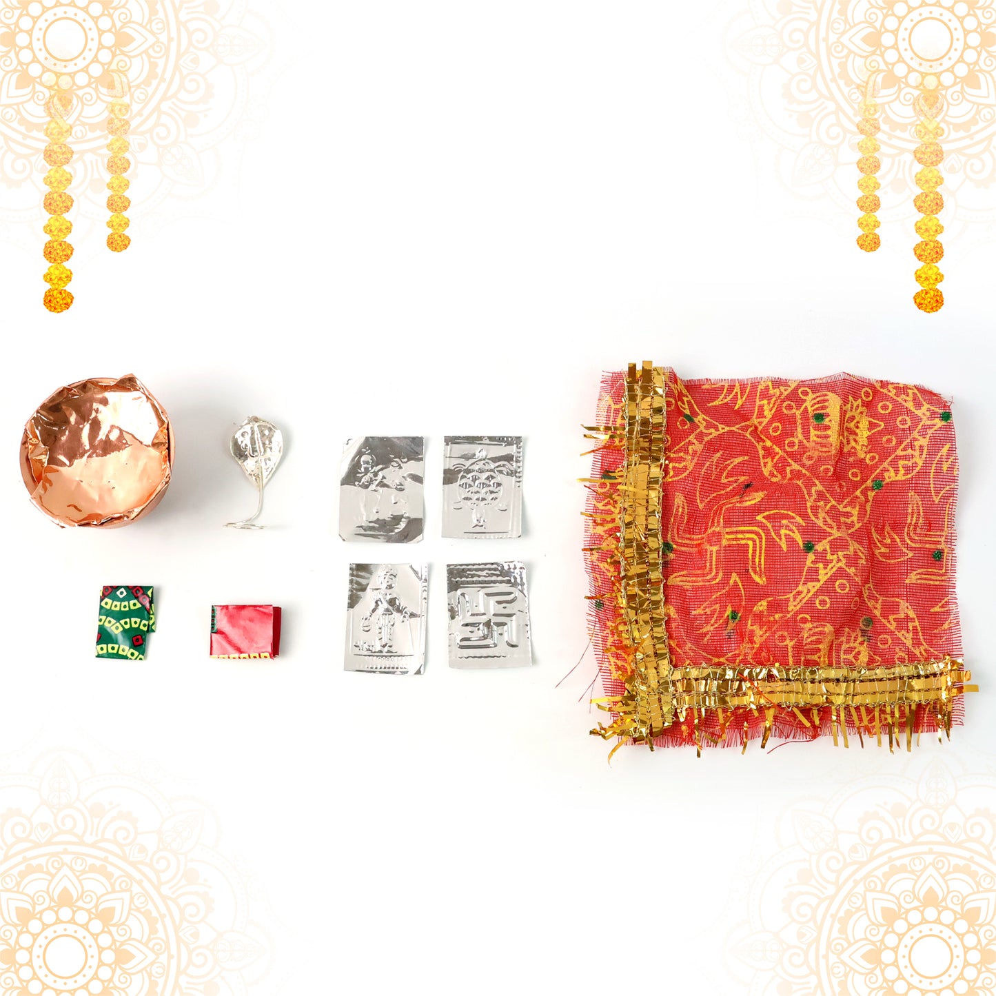 Decorative Vastu Kalash Pooja Set - Copper-Style Mini Kalash with Sacred Tokens (1 Set) - Happy Price - Image 4