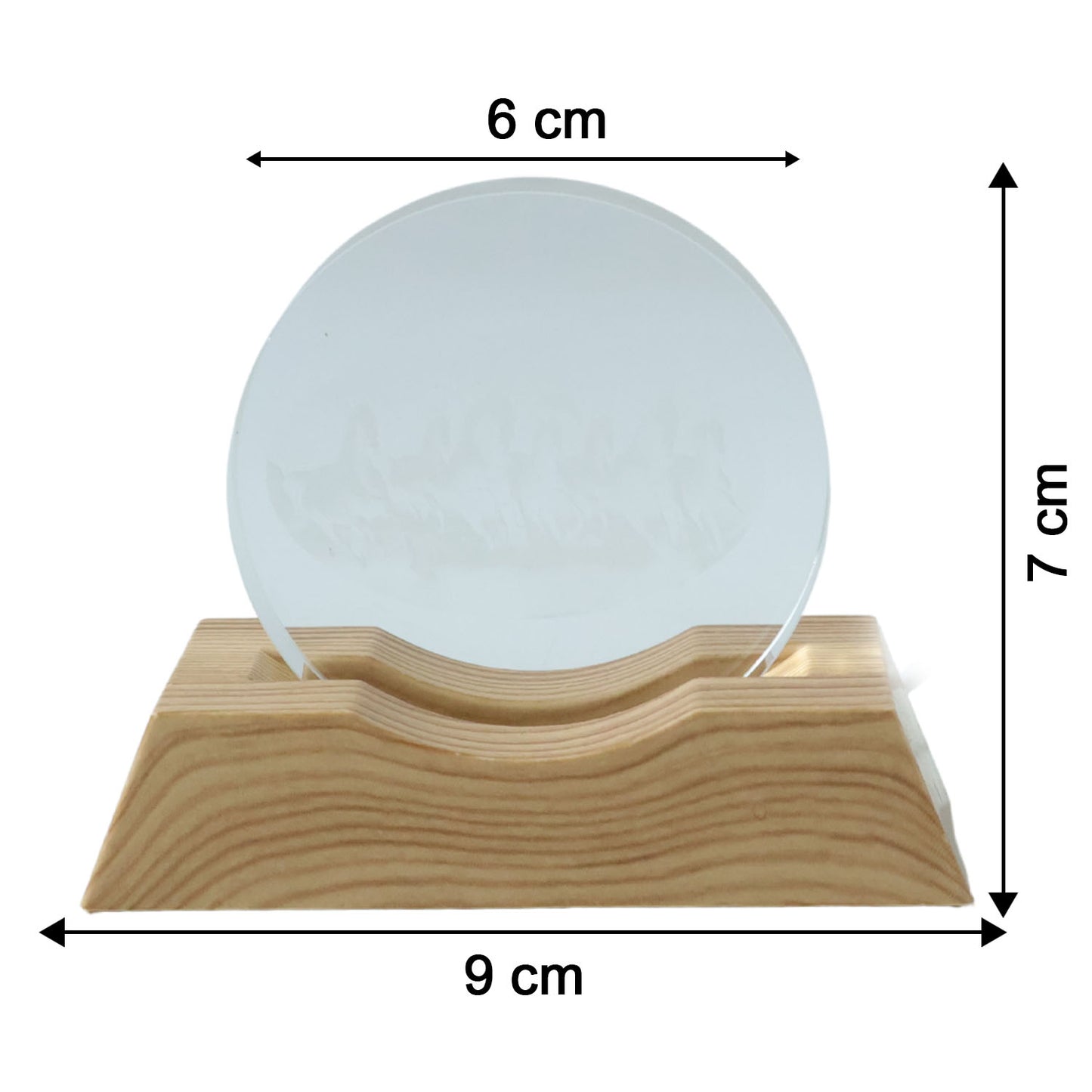3D Crystal LED Table Lamp with Running Horses Design - Wooden Base, Ambient Light (1 Pc) - Happy Price - Image 4