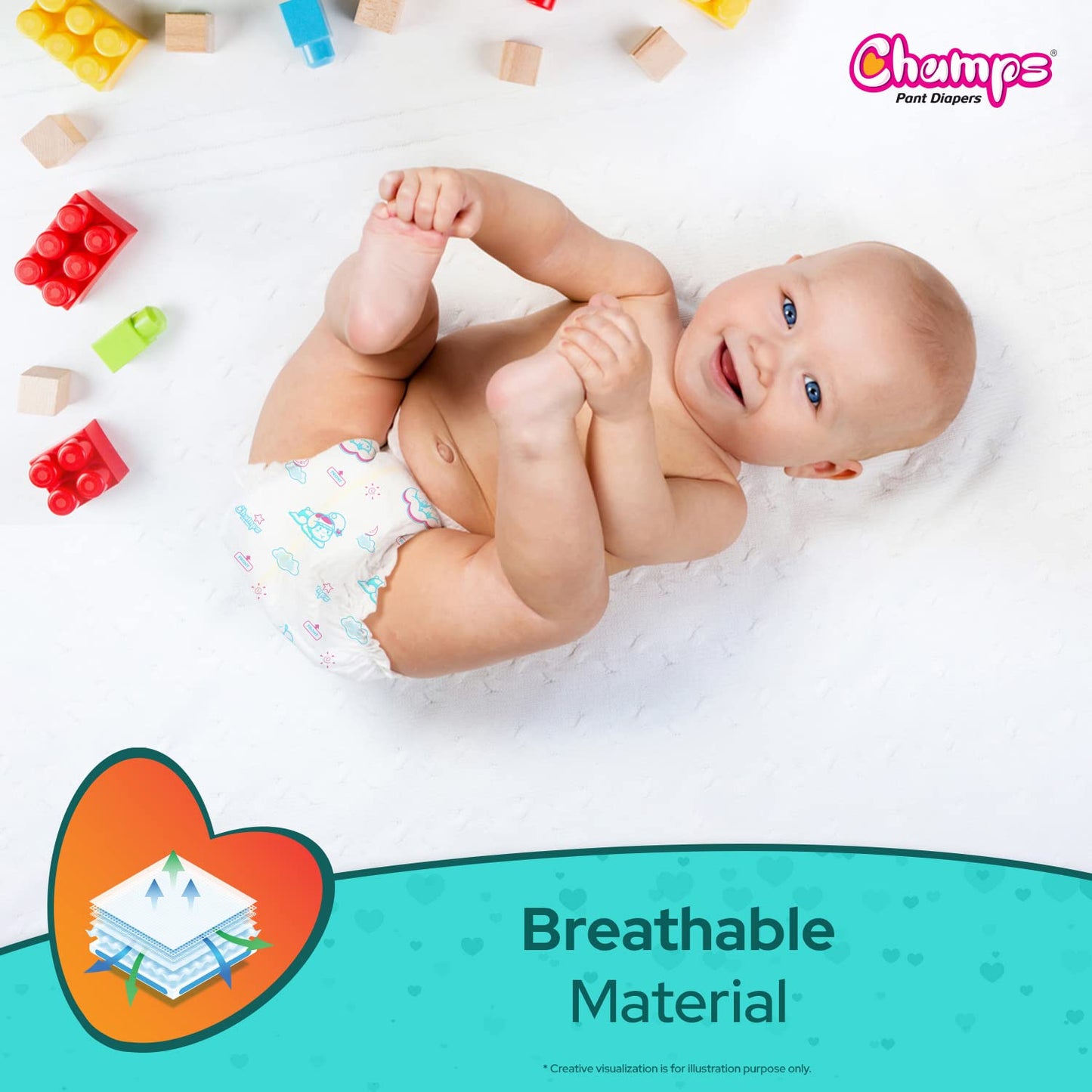 Champs Soft And Dry Baby Diaper Pants 62 Pcs (Large Size) - Happy Price - Image 5