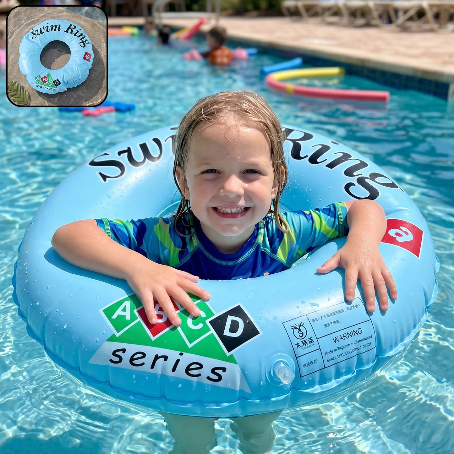 Classic Inflatable Swim Ring For Kids Pool Tube Float Abcd Design 1 Pc