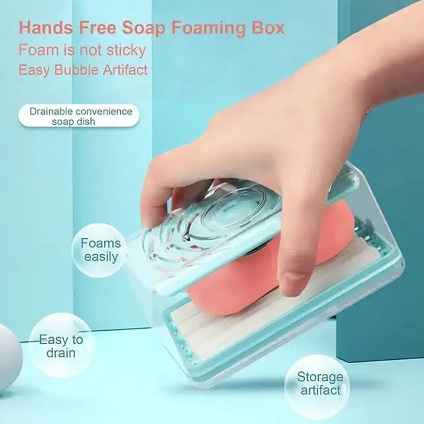 2-in-1 Portable Soap Dish Soap Dispenser With Roller And Drain Holes Multifunctional Soap Holder Foaming Soap Bar Box For Home Kitchen Bathroom - Happy Price - Image 5