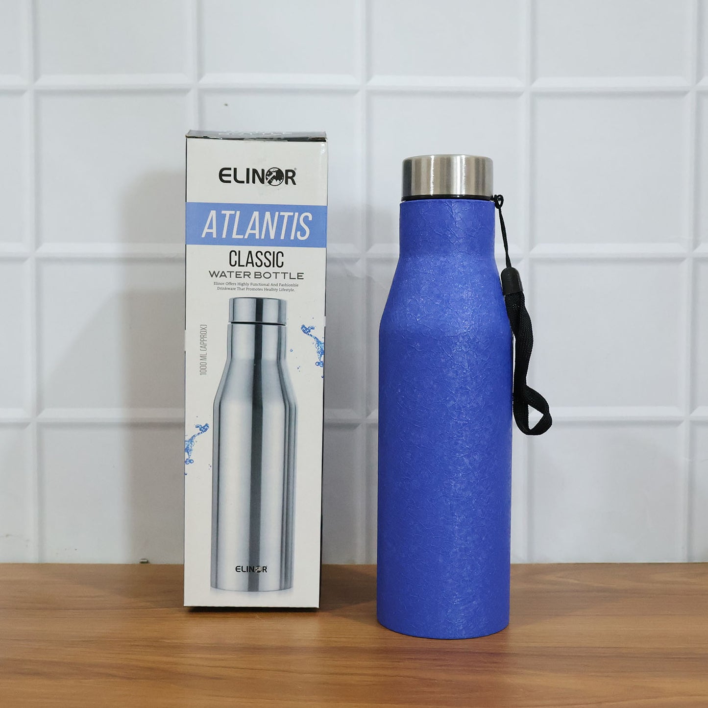 Classic Blue Stainless Steel Water Bottle - 1000 ML, 1 Pc - Happy Price - Image 7