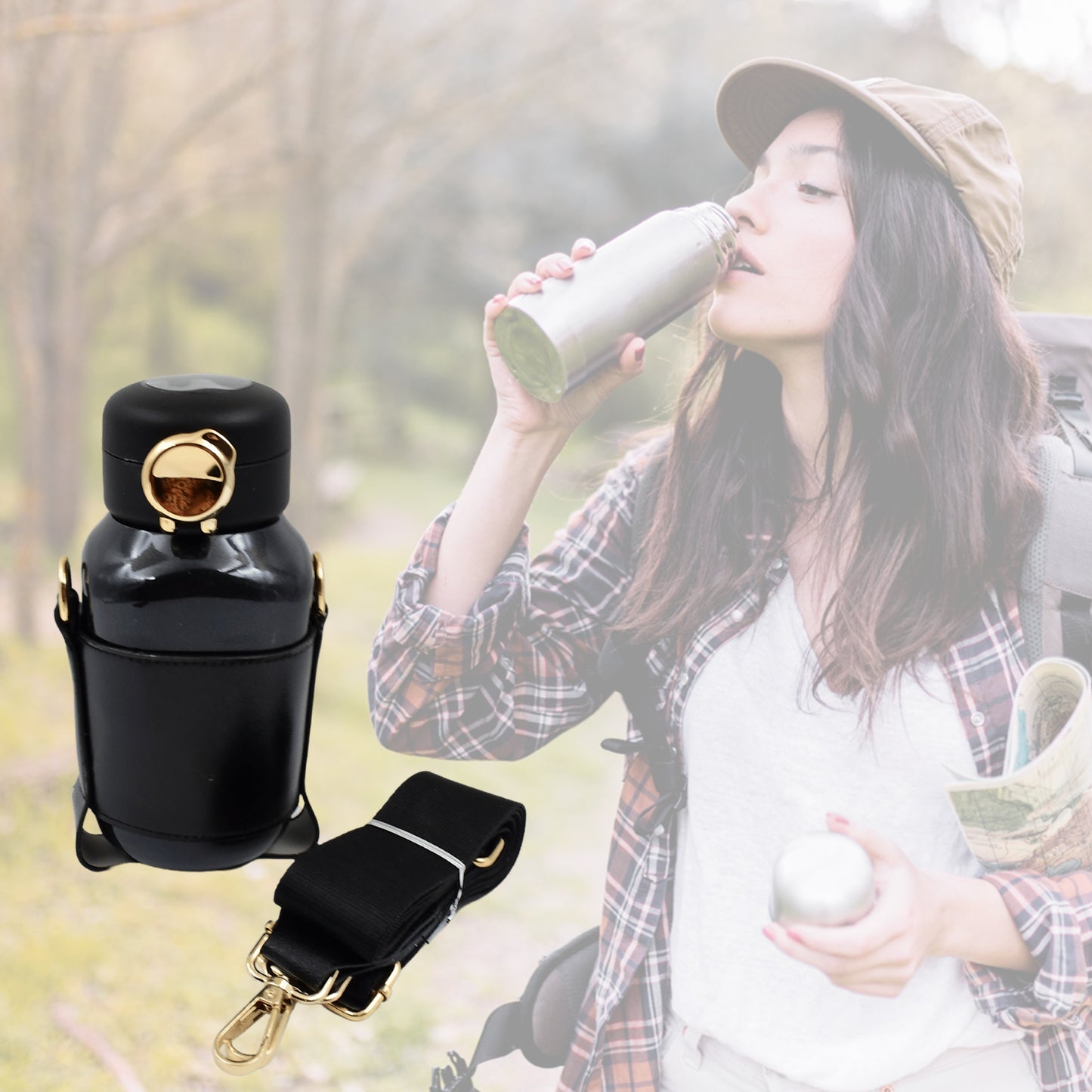 Thermos Steel Bottle Push Button Fashion Cup Temperature Display Bottle (420 Ml) - Happy Price - Image 3