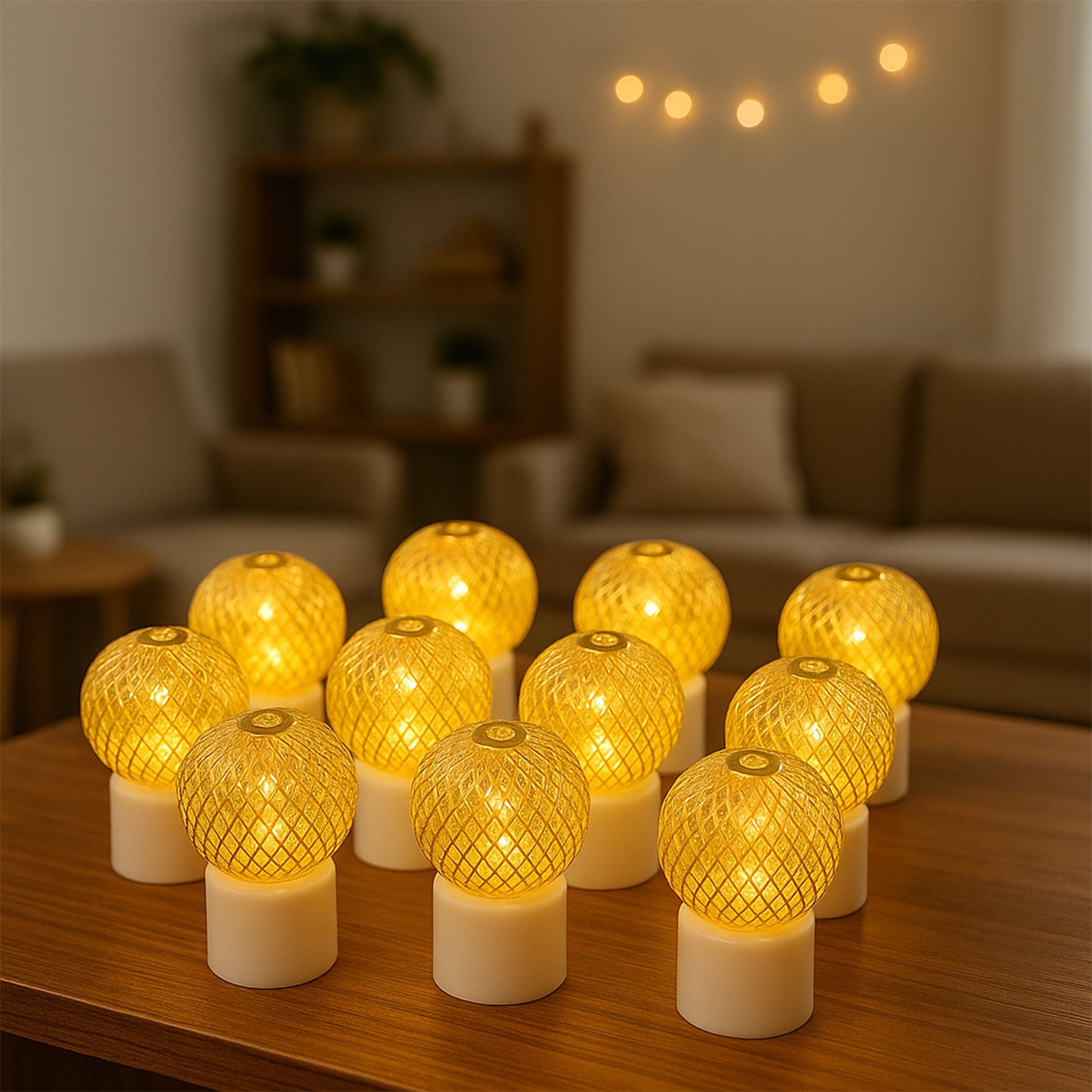 Set of 12 Mesh Ball LED Decorative Lights - Warm White - Happy Price - Image 4