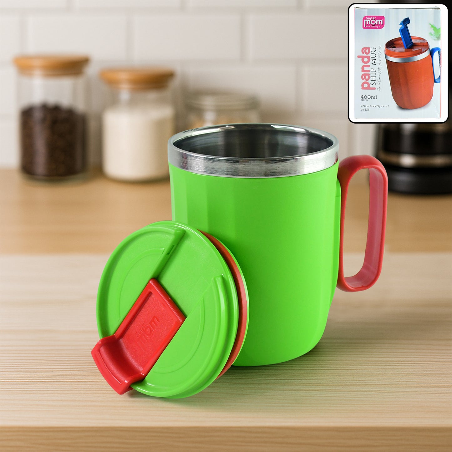 Supermom Panda Ship Insulated Mug with Lid - 400ml - Happy Price - Image 7