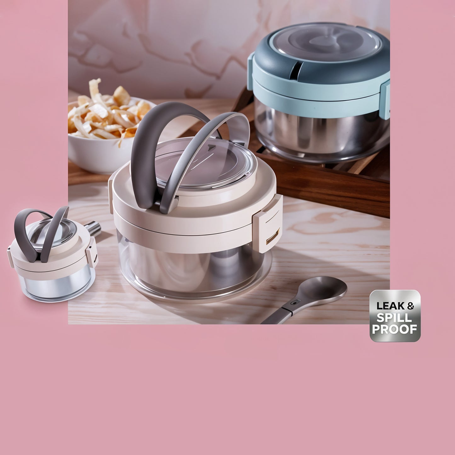 Ganesh Tiara 400ml Stainless Steel Insulated Lunch Box With Leakproof Lid Folding Spoon - Happy Price - Image 3