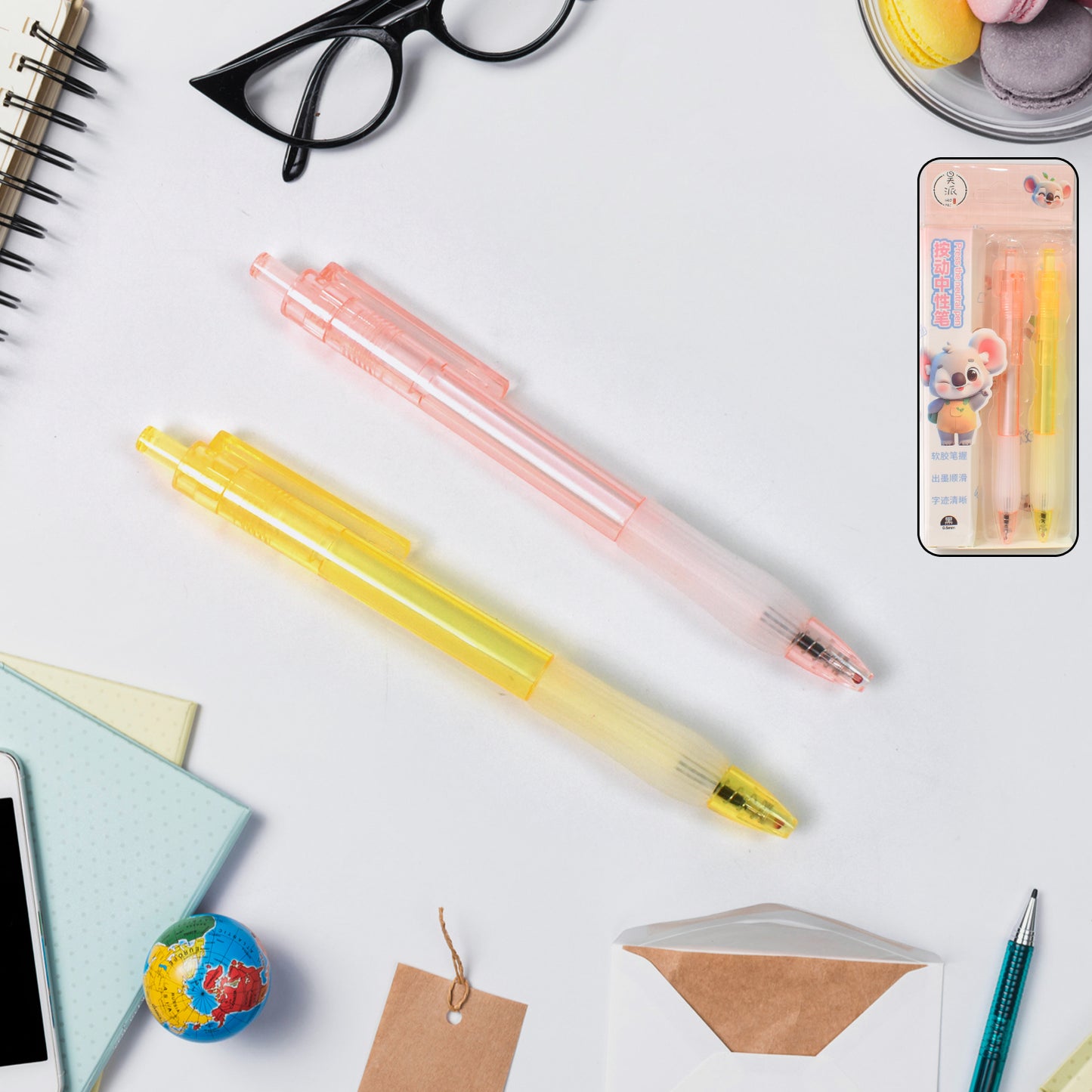 Lightweight Ball Point Pen Smooth Writing Black Ball Pens (2 Pc Set) - Happy Price - Image 2