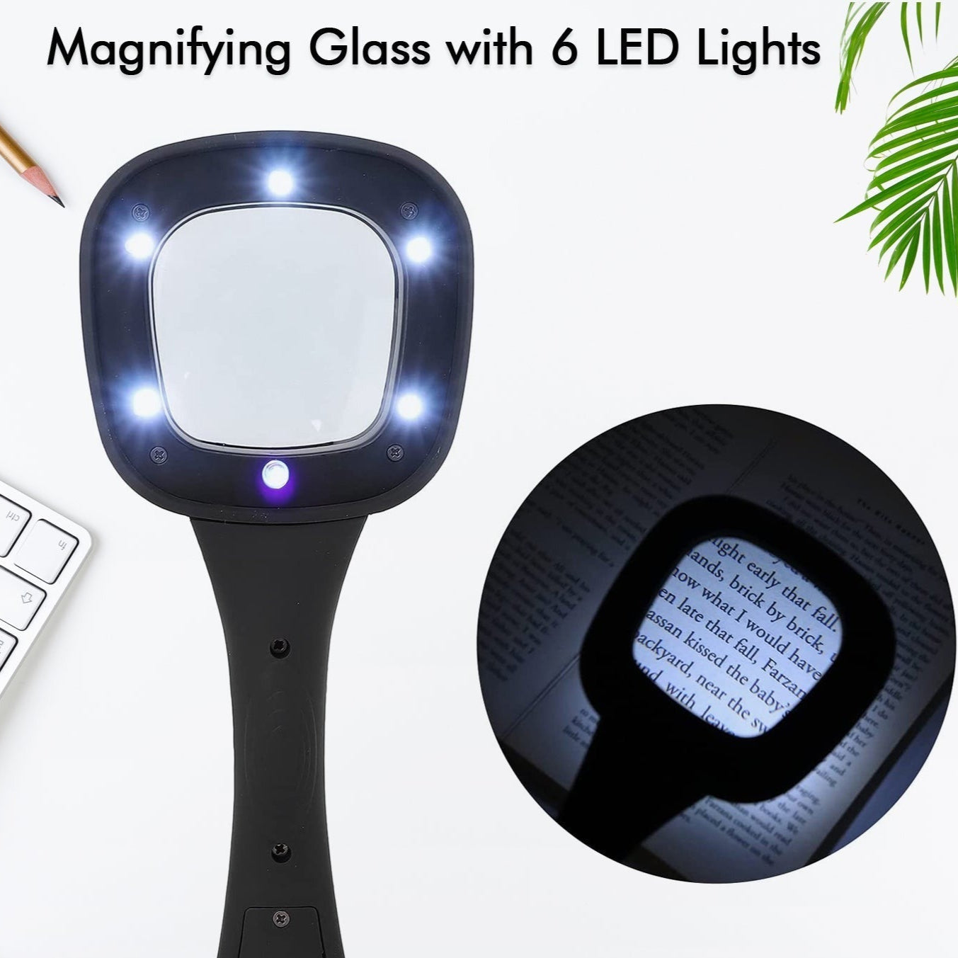 Handheld Magnifying Glass 6 Led Illuminated Lighted Magnifier For Seniors Reading Soldering Inspection Coins Jewelry Exploring - Happy Price - Image 1