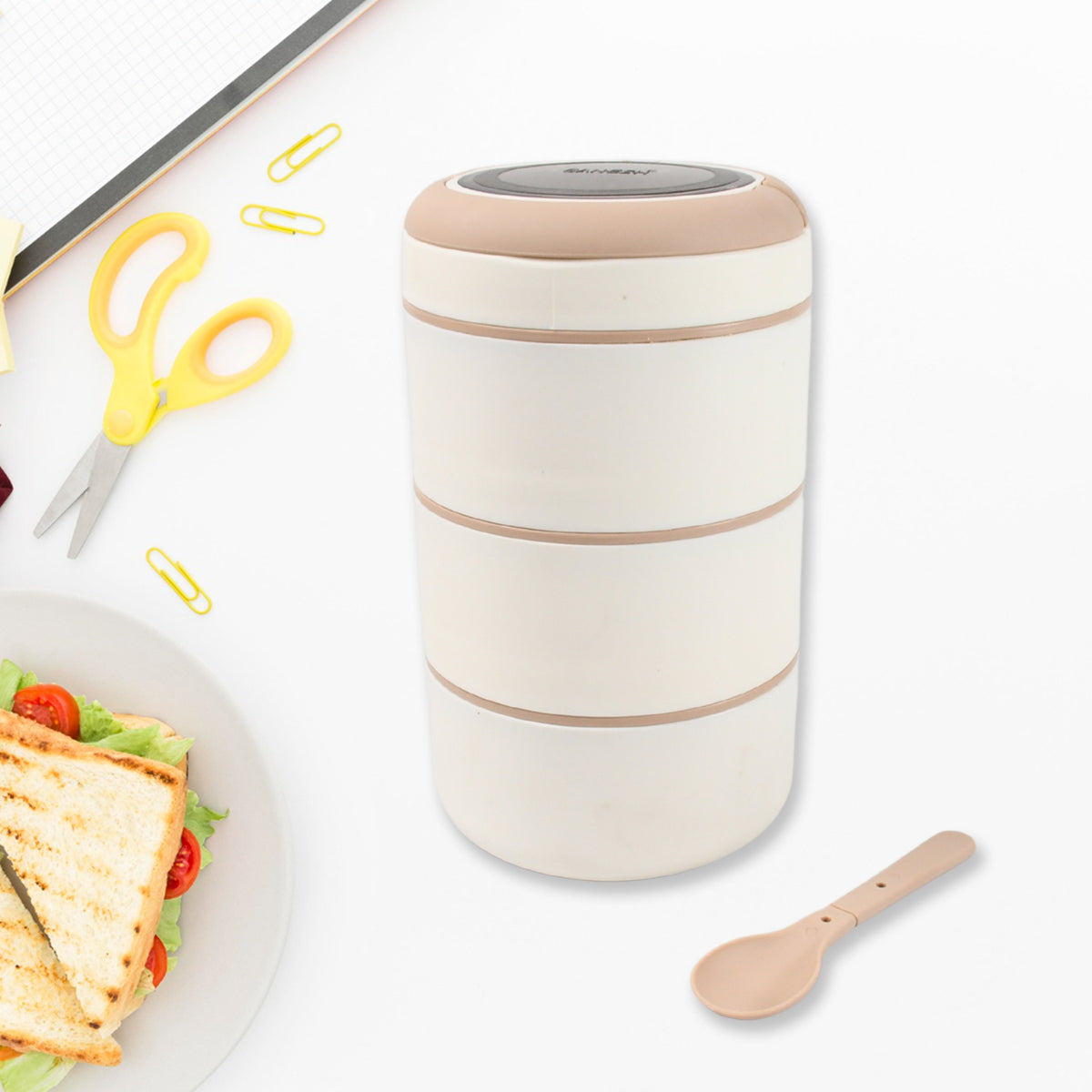Ganesh Smart Stack 23 Layer Portable Lunch Box Stainless Steel Airtight Leak-proof Lunch Box For Office School Picnic Color May Vary (2 Layer 3 Layer) - Happy Price - Image 2
