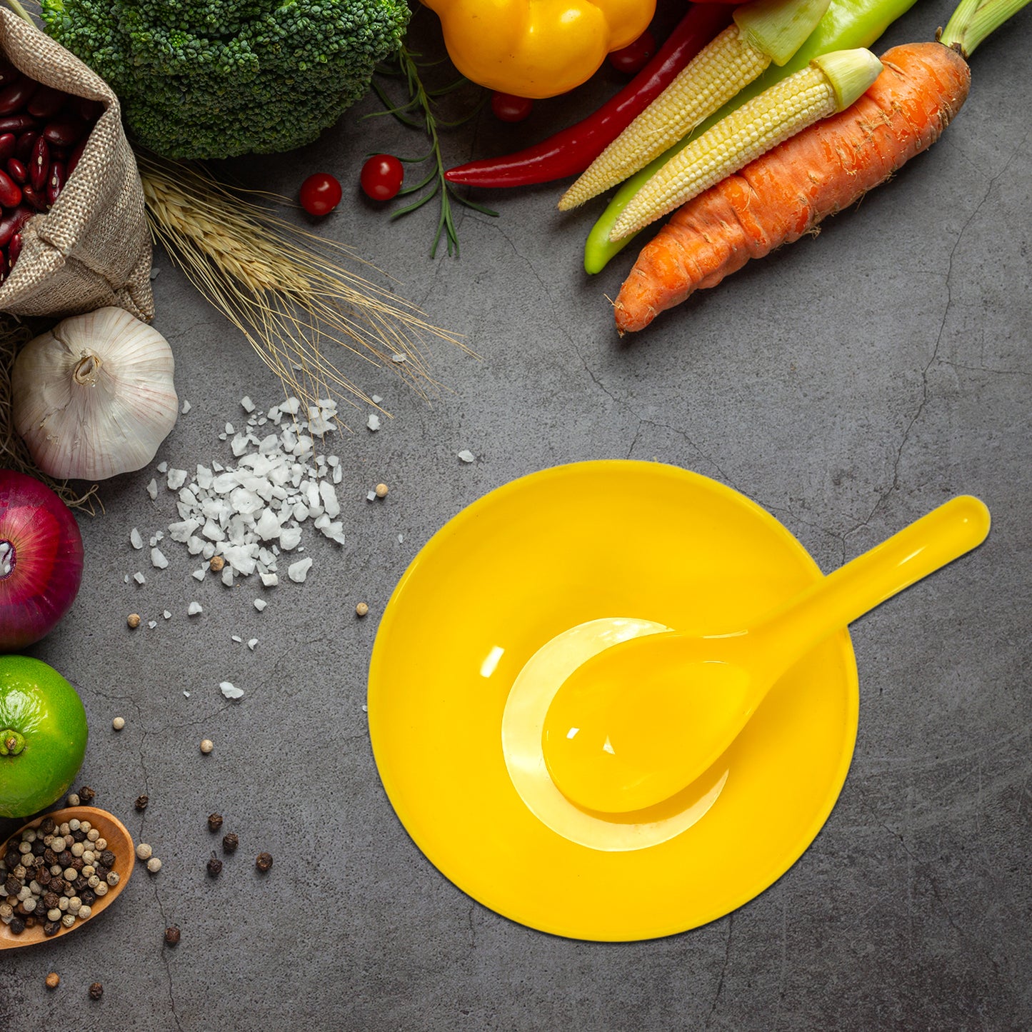 Soup Bowl Spoon Set Plastic For Kitchen Home Use - Happy Price - Image 3