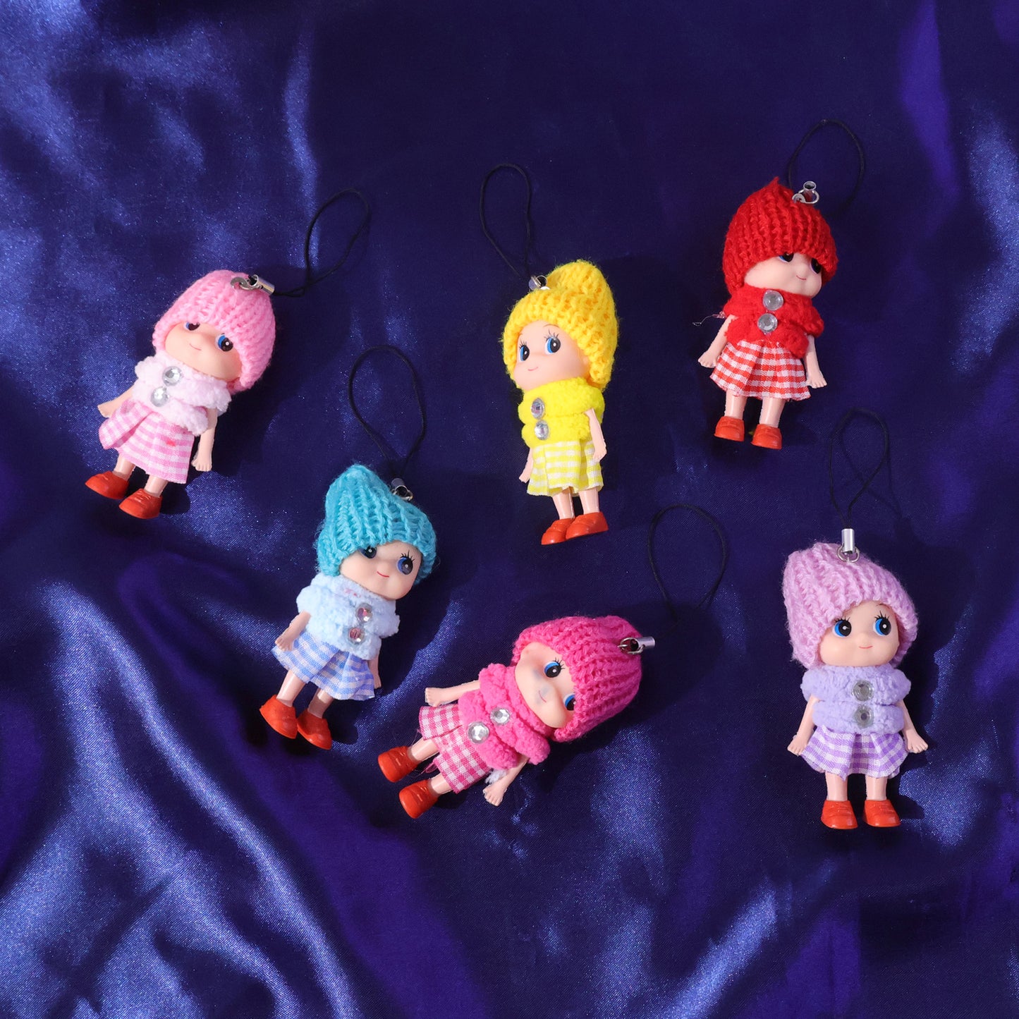Set of 6 Cute Cartoon Doll Keychains for Bags & Keys - Happy Price - Image 3