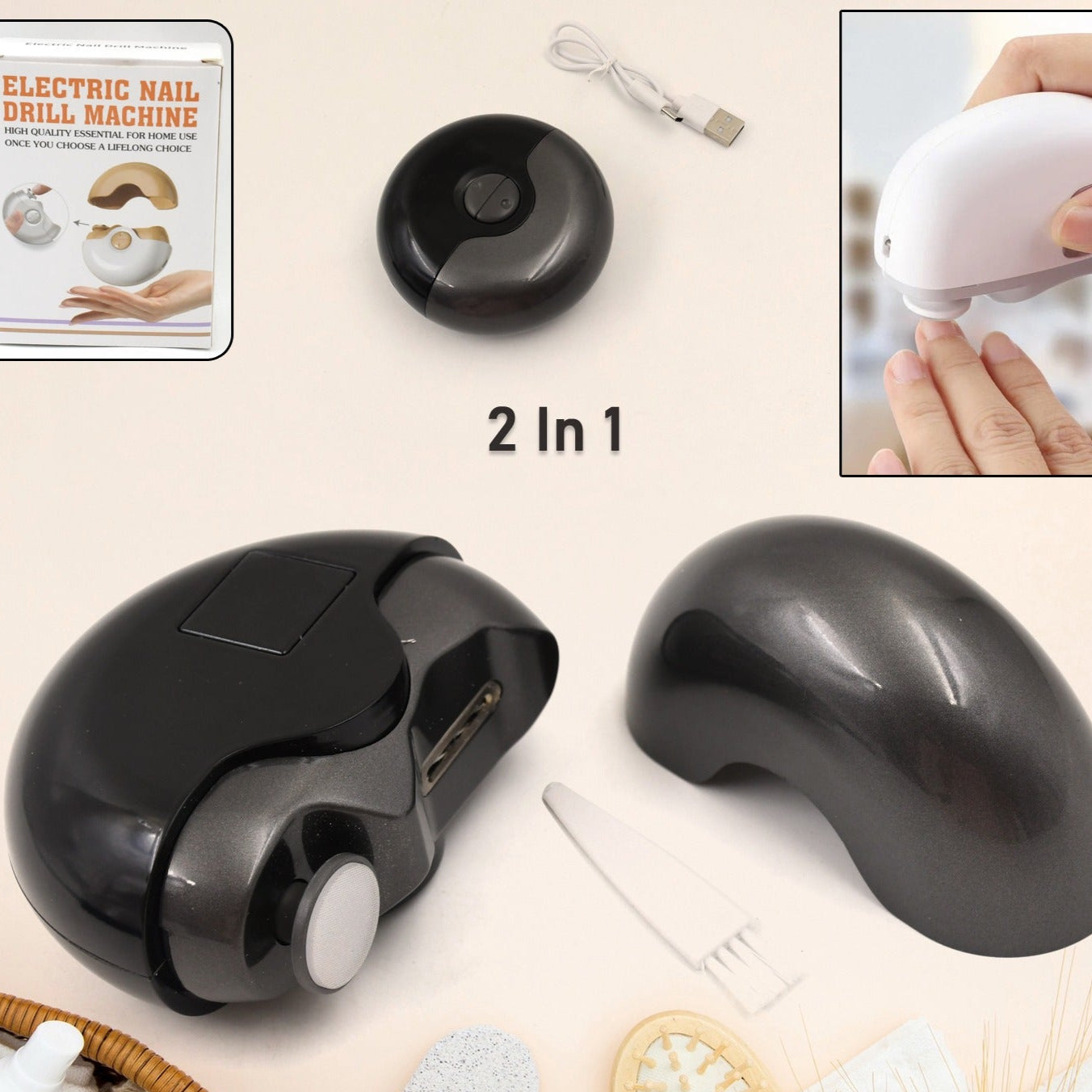 2-in-1 Electric Nail Clippers Nail File With Light (1 Pc) - Happy Price - Image 1