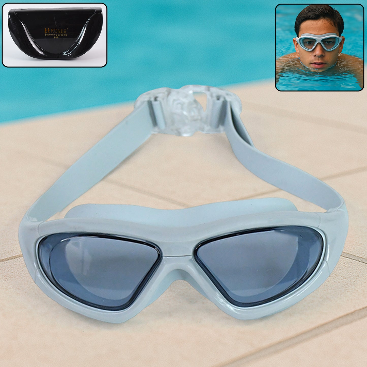 Premium Wide Vision Swimming Goggles With Protective Hard Case (1 Pc) - Happy Price - Image 2