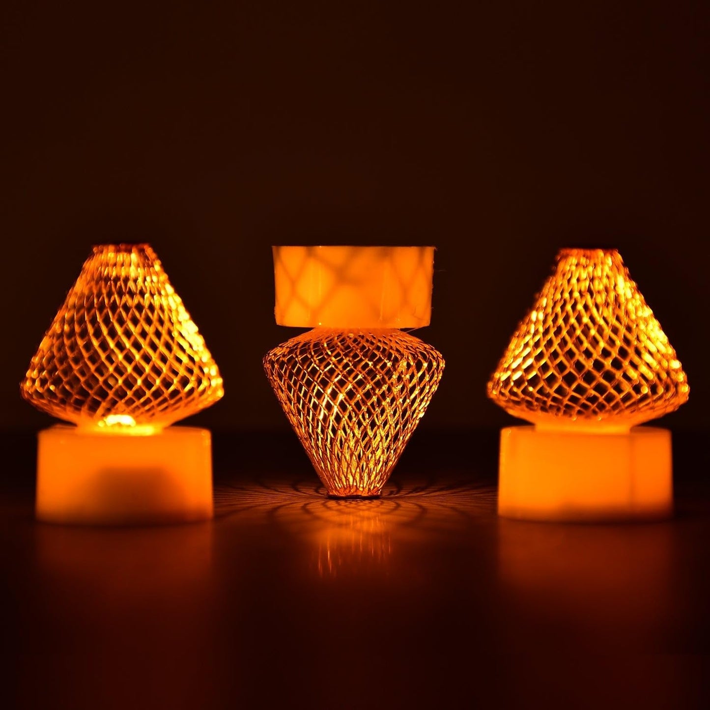 Set of 4 LED Flameless Candles with Mesh Shade - Warm White Flickering Lights - Happy Price - Image 4