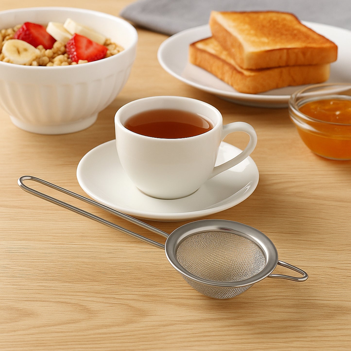 Supermom Slim Stainless Steel Kitchen Strainer - Fine Mesh Sieve for Tea, Coffee, Juices & Cooking (1 Pc) - Happy Price - Image 5