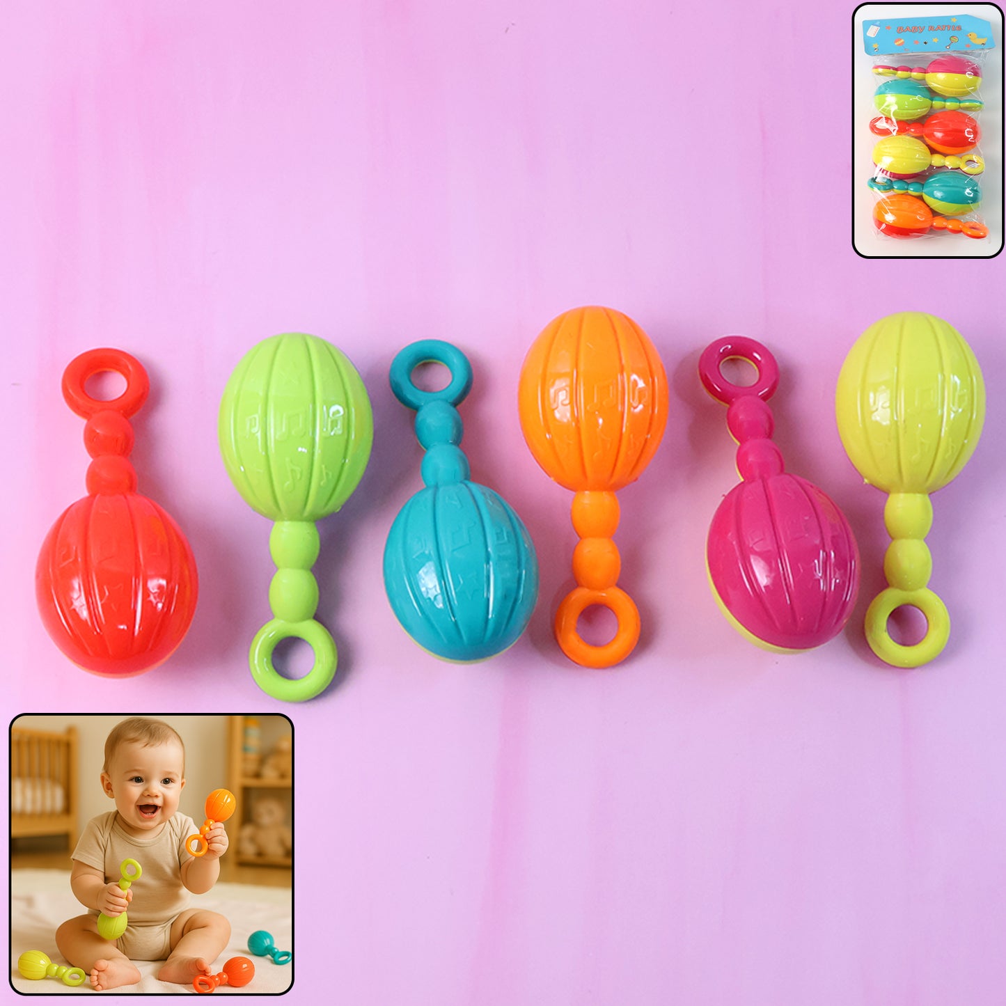 Baby Hand Rattle Toy - 6 Piece Set for Early Sensory Play - Happy Price - Image 7