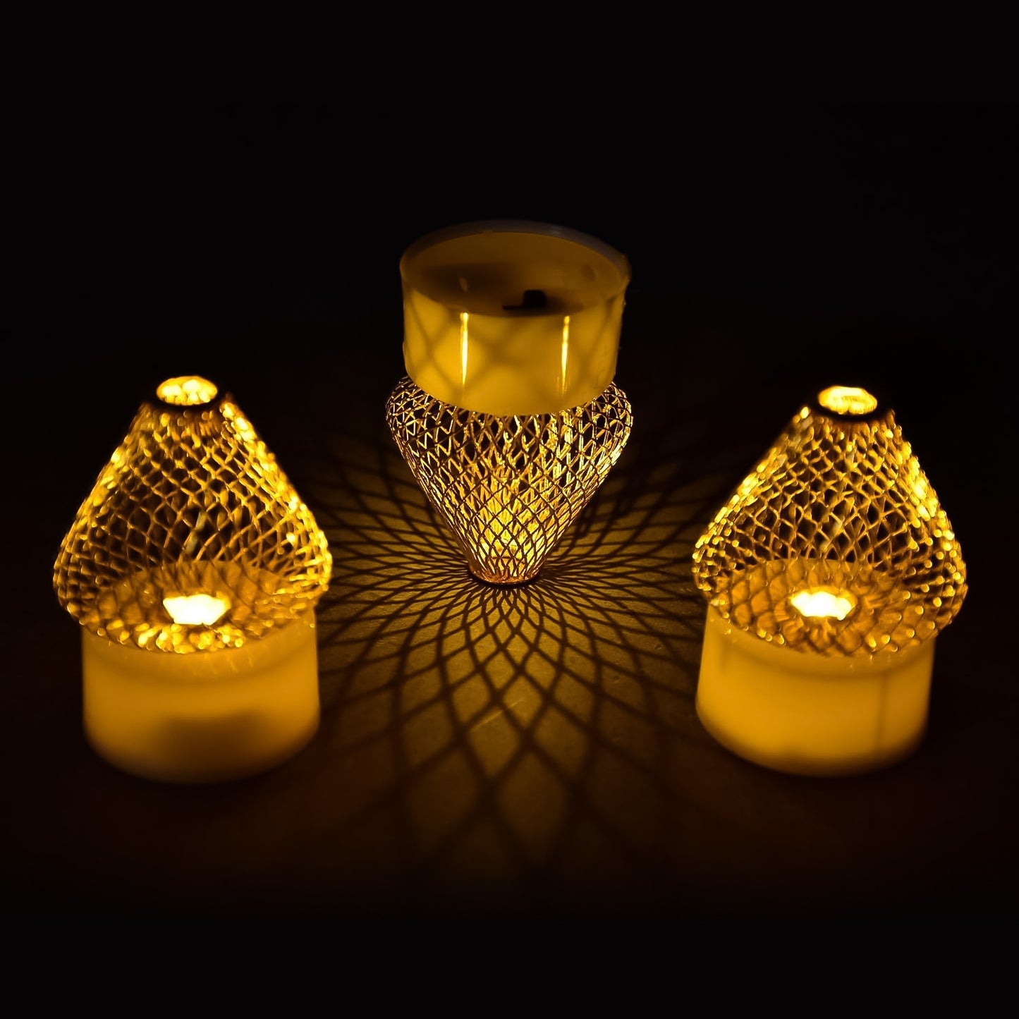 Set of 4 LED Flameless Candles with Mesh Shade - Warm White Flickering Lights - Happy Price - Image 5