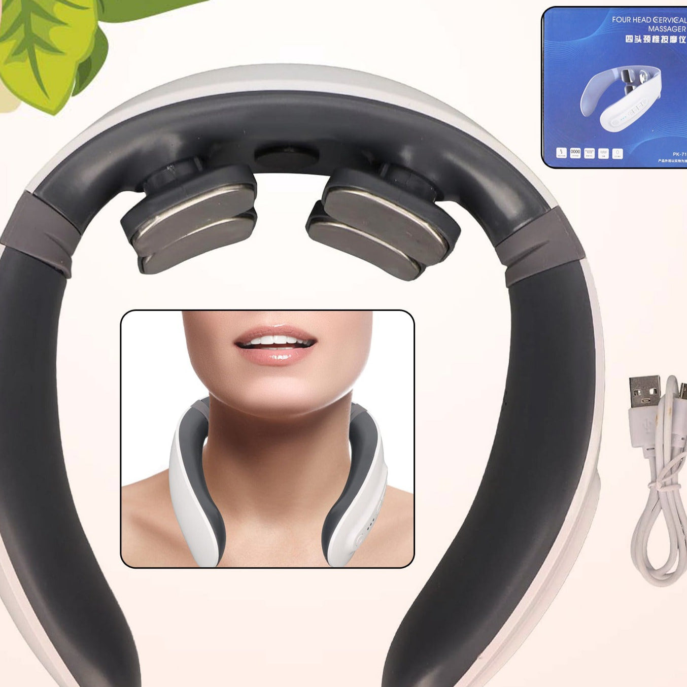 4 Heads Smart Electric Neck And Back Pulse Massager (1 Pc) - Happy Price - Image 1