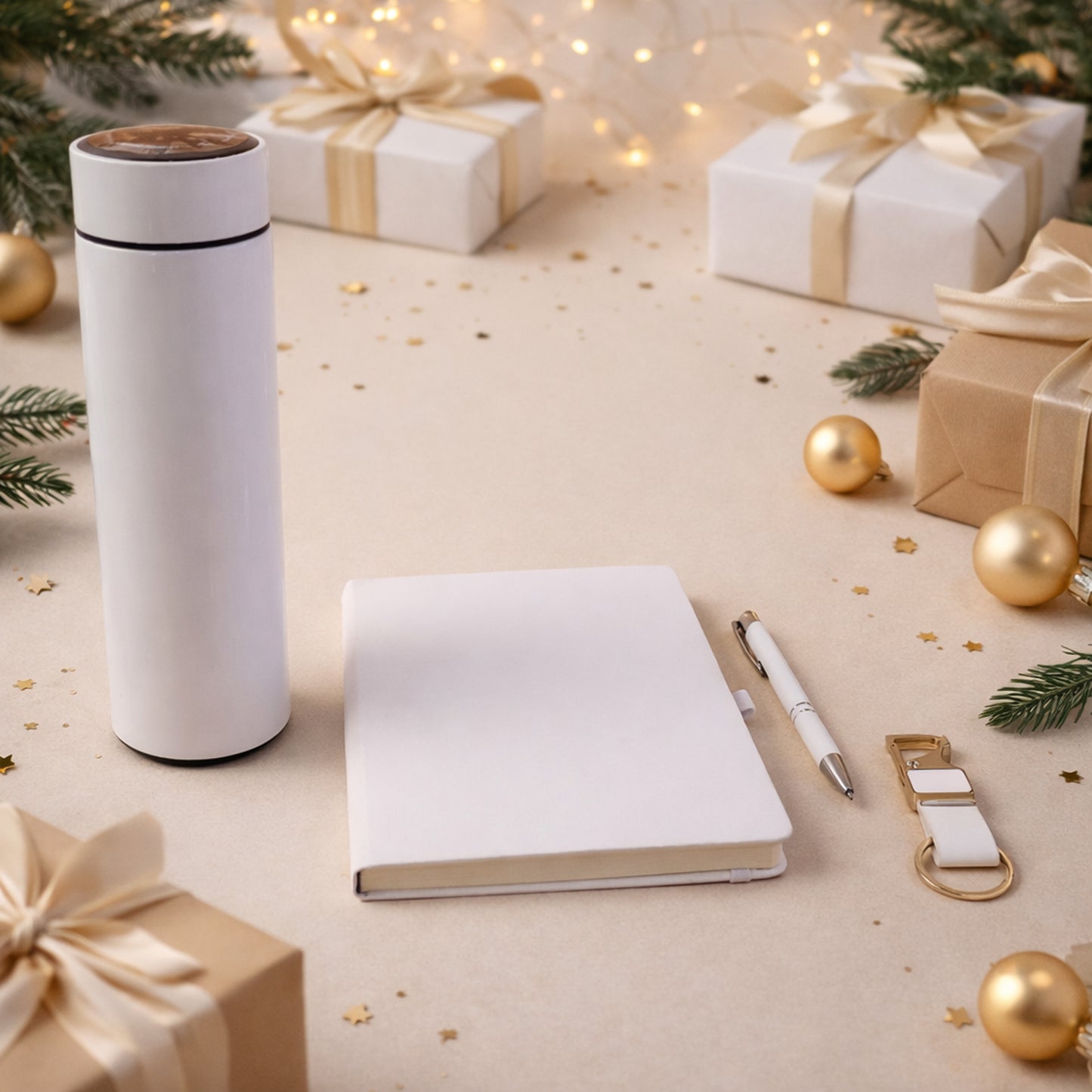 4-Piece Executive Gift Set: Insulated Bottle, Notebook, Pen & Keychain - Great Price - Image 3