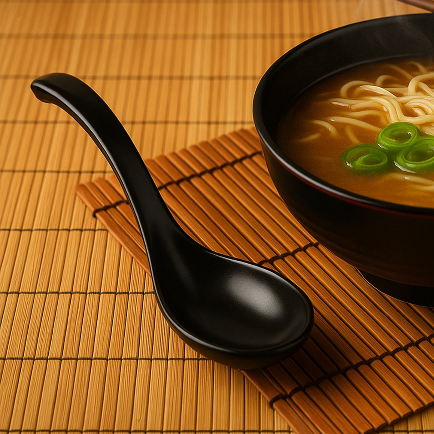 Durable Black Plastic Soup Spoon - Deep Bowl, Ergonomic Handle (1 Pc) - Happy Price - Image 3