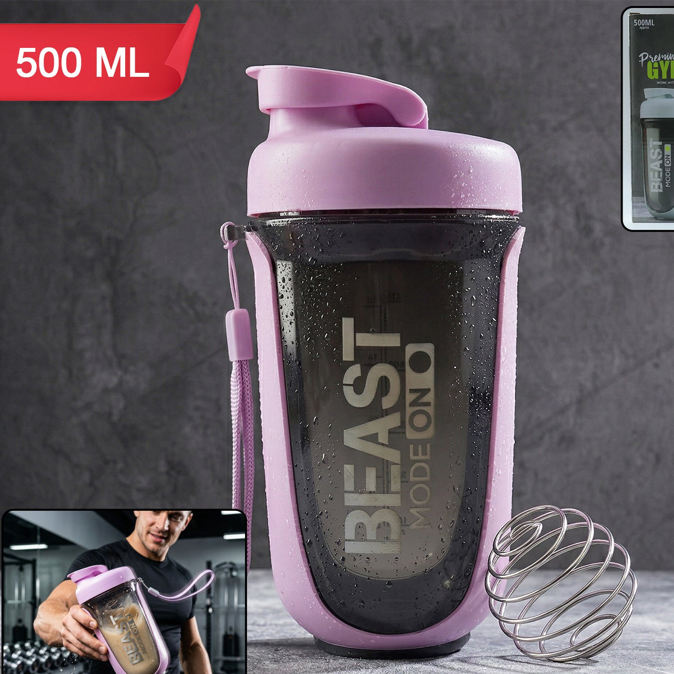 Leak-Proof Gym Shaker Bottle 500 ML - Protein Mix Drink Container 1 Pc - Great Price - Image 1