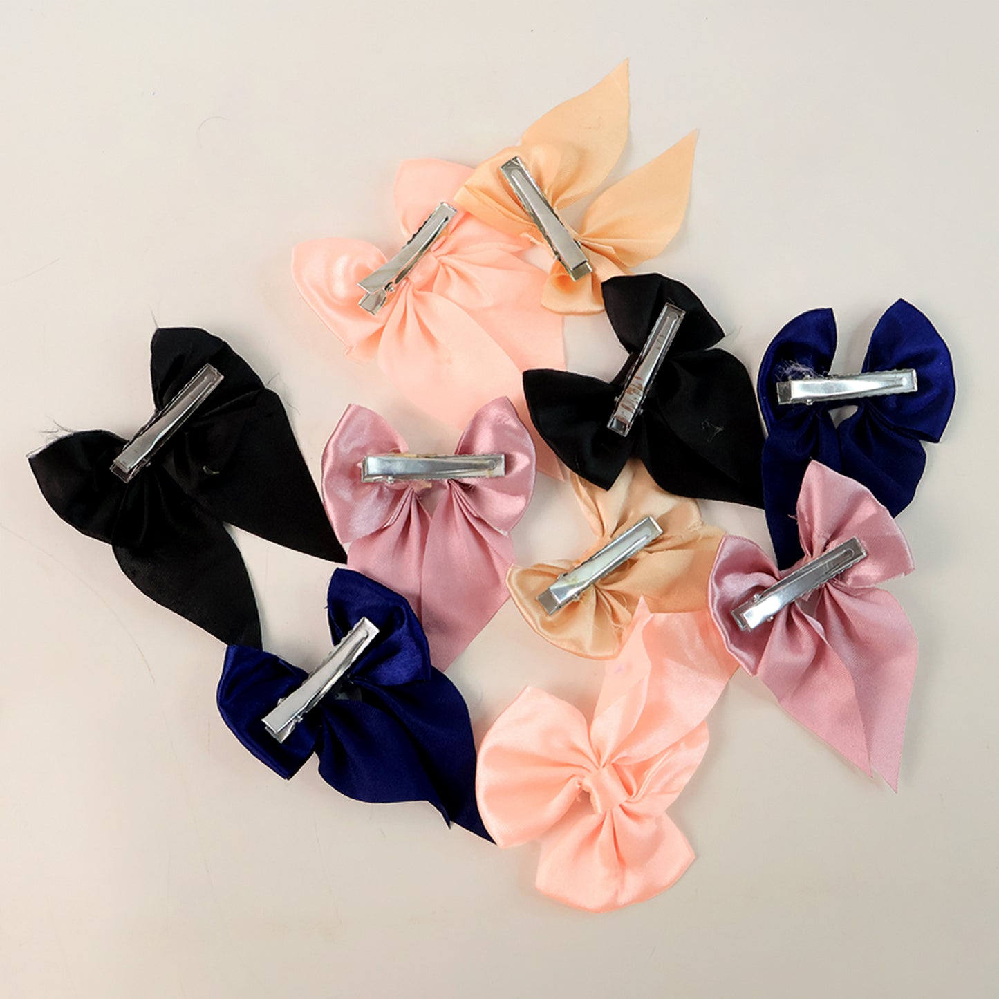 Premium Satin Bow Hair Clip Set For Girls And Women (10 Pc) - Happy Price - Image 5
