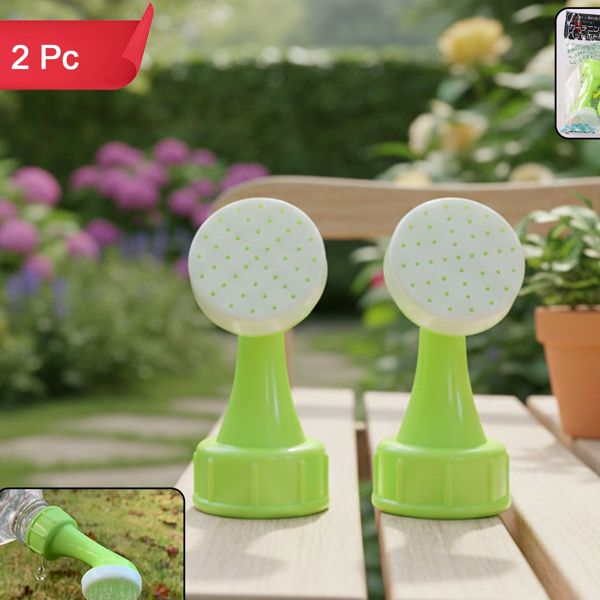 2 Pc Plant Watering Nozzle Sprinkler Head for Bottles - Gentle Shower for Home Garden - Happy Price - Image 1