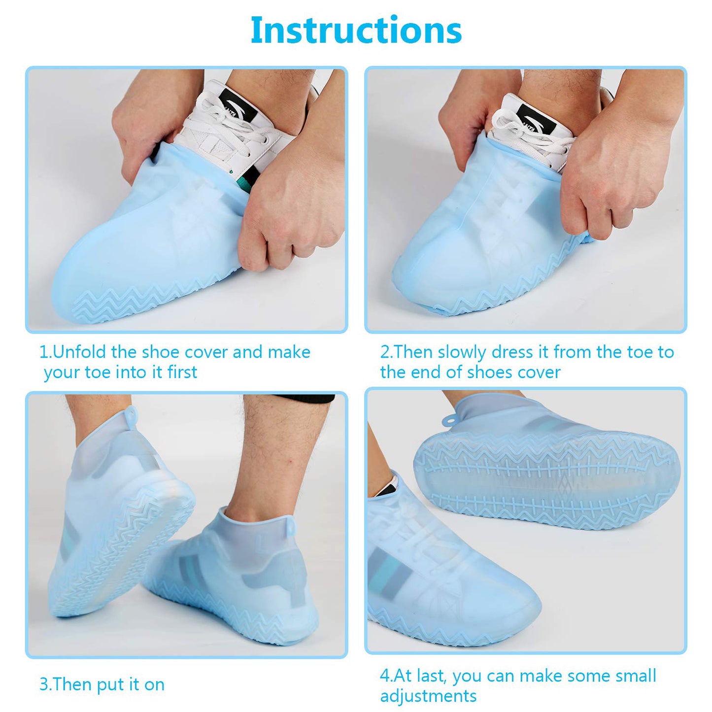 Non-slip Silicone Rain Reusable Anti Skid Waterproof Fordable Boot Shoe Cover - Happy Price - Image 3