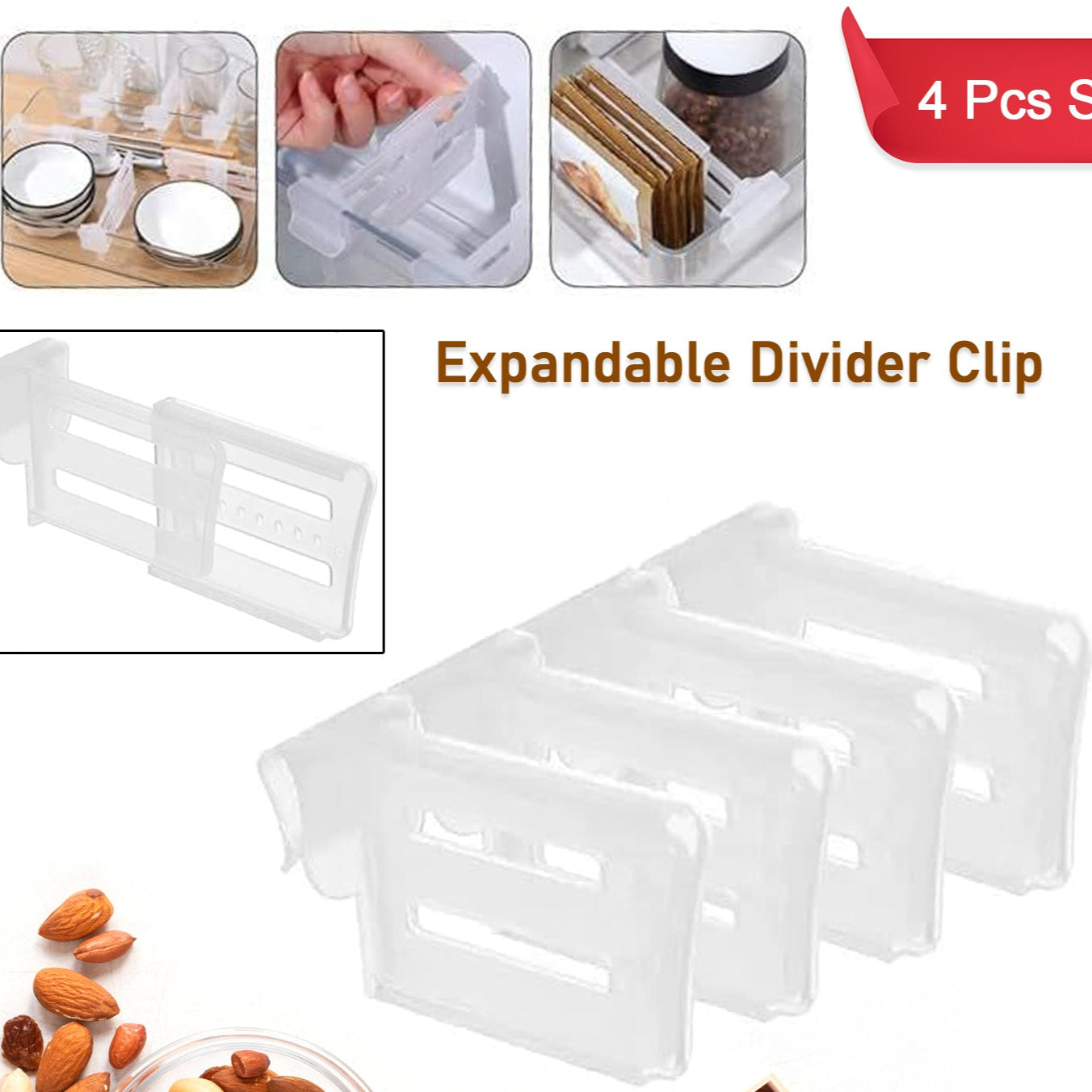 Refrigerator Internal Drawer Shelf Divider Clip (4 Pcs Set) - Happy Price - Image 1