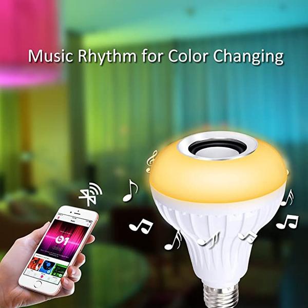 Wireless Bluetooth Sensor 12w Music Multicolor Led Bulb With Remote Controller - Happy Price - Image 2