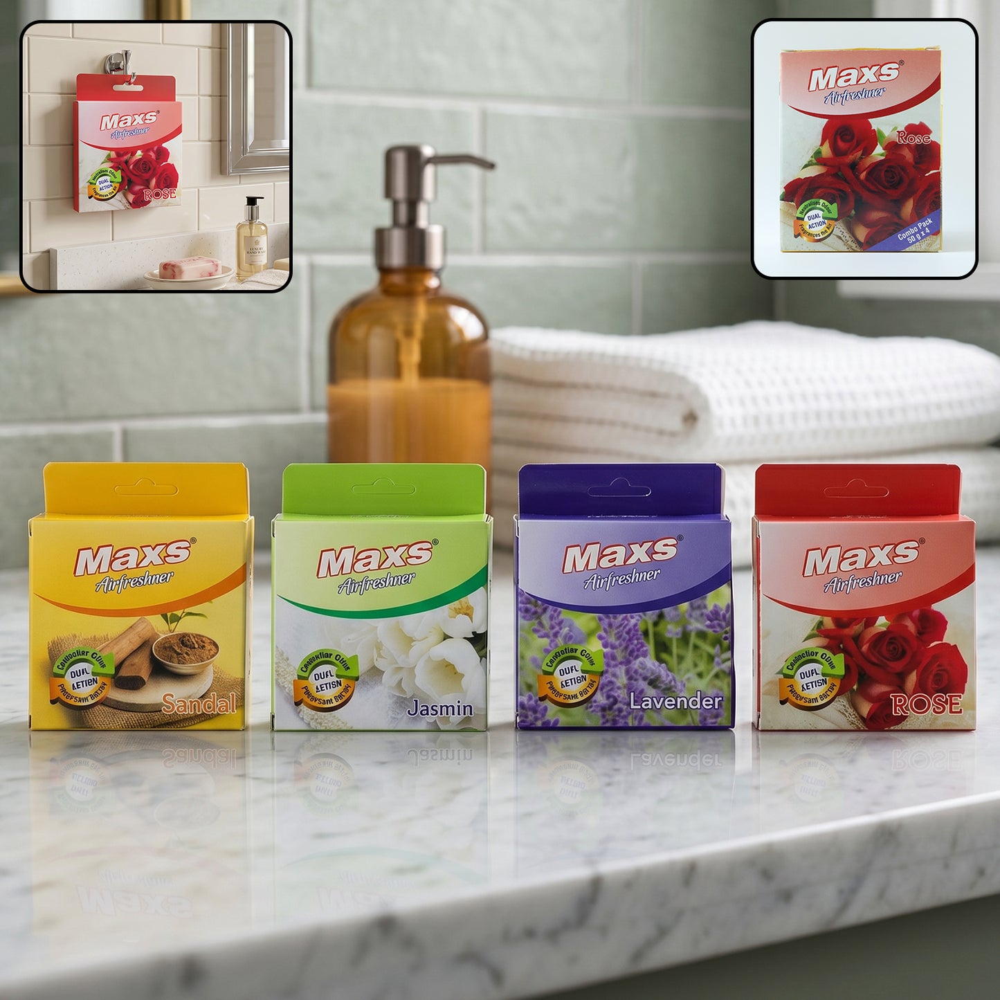Pack of 4 Air Freshener Blocks - 50 Gm Each, Assorted Fragrances for Home and Car - Great Price - Image 1