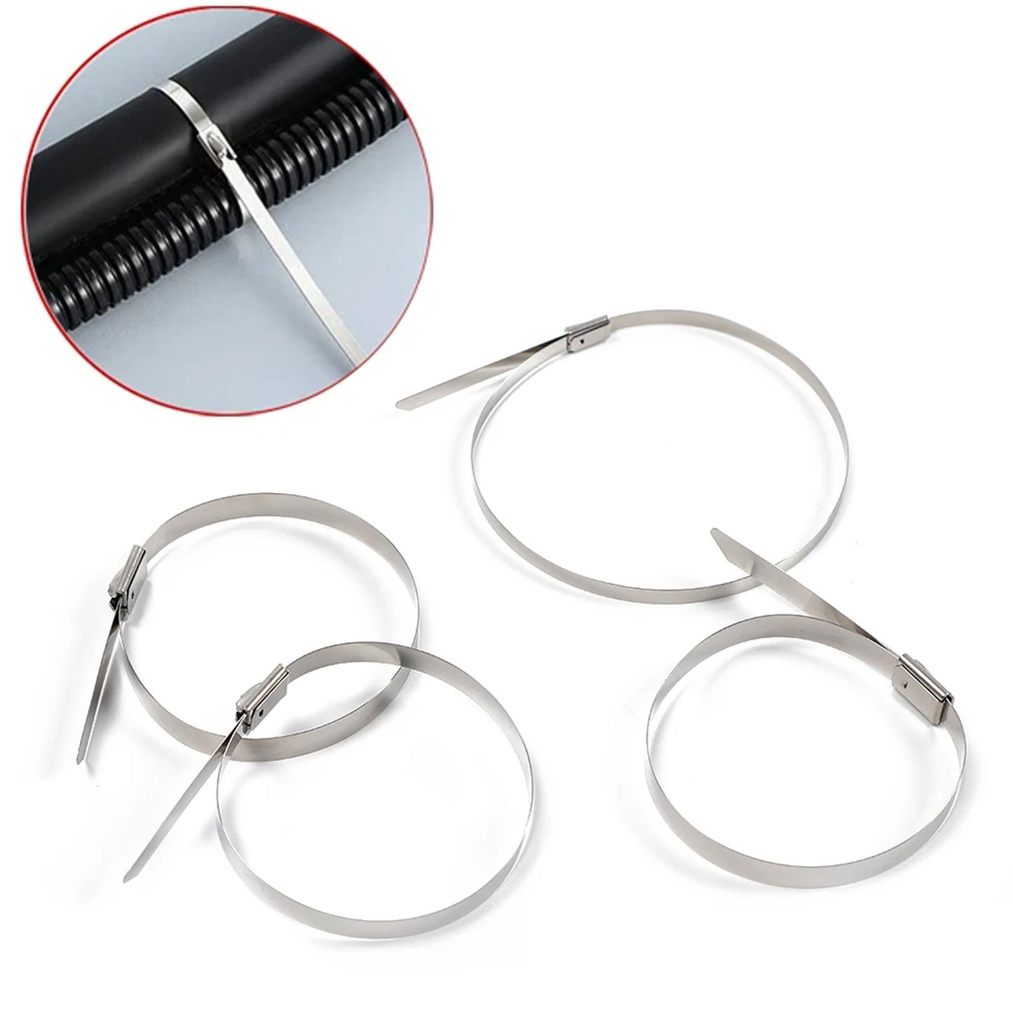 Stainless Steel Cable Tie Used For Solar Industrial And Home Improvement Multipurpose High Strength Self-locking Zip Ties Multi-purpose Tie Portable Rustproof 100pcs Wide Application Zip Tie Set For Building ( 4.6x200mm 4.6x100mm 100 Pcs Set) - Happy Price - Image 2