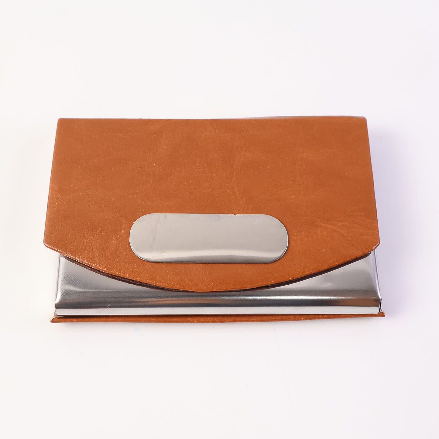 Elegant Leather & Stainless Steel Business Card Holder (1 Pc) - Happy Price - Image 5