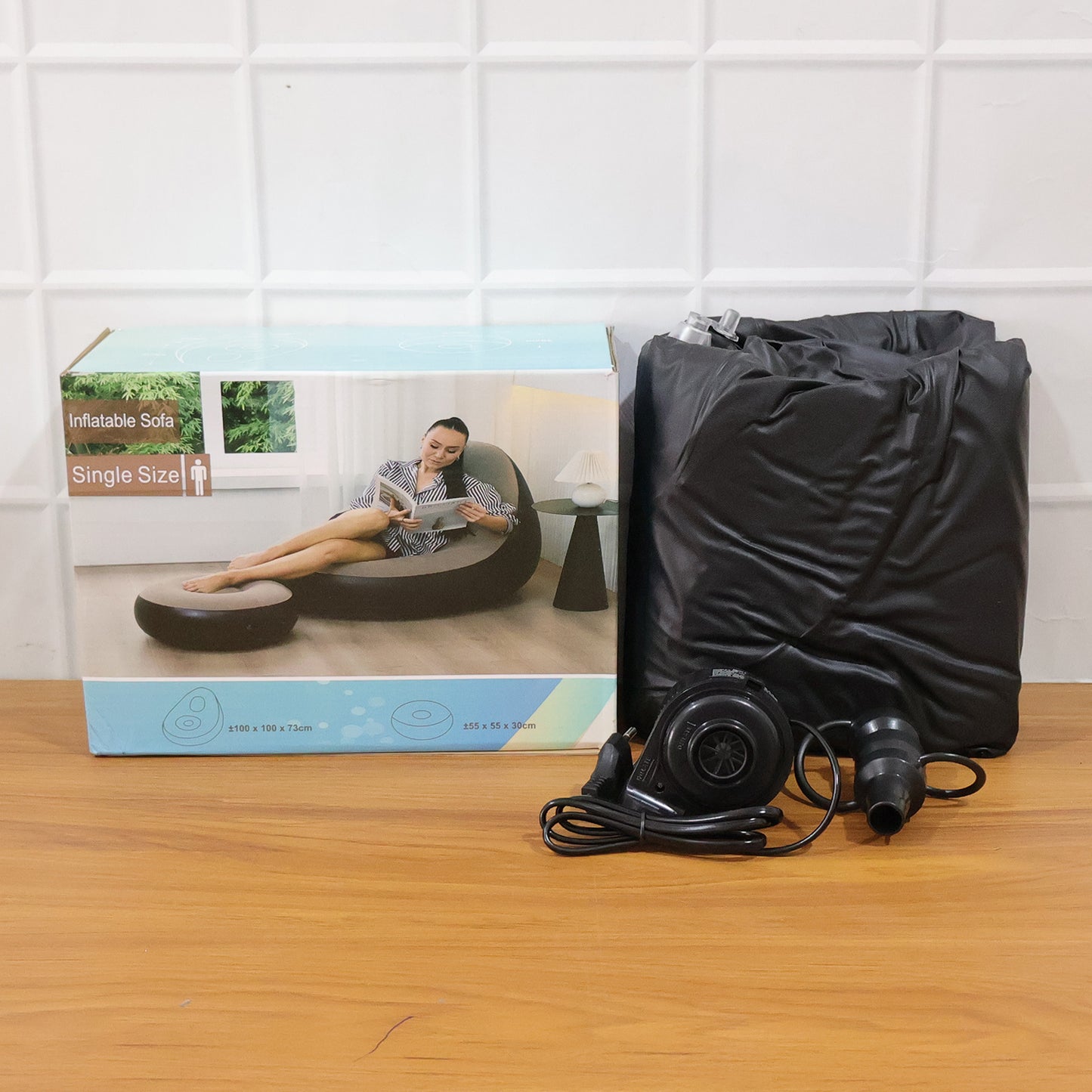 Portable Inflatable Air Sofa Chair with Footrest & Electric Pump - 1 Set - Great Price - Image 7