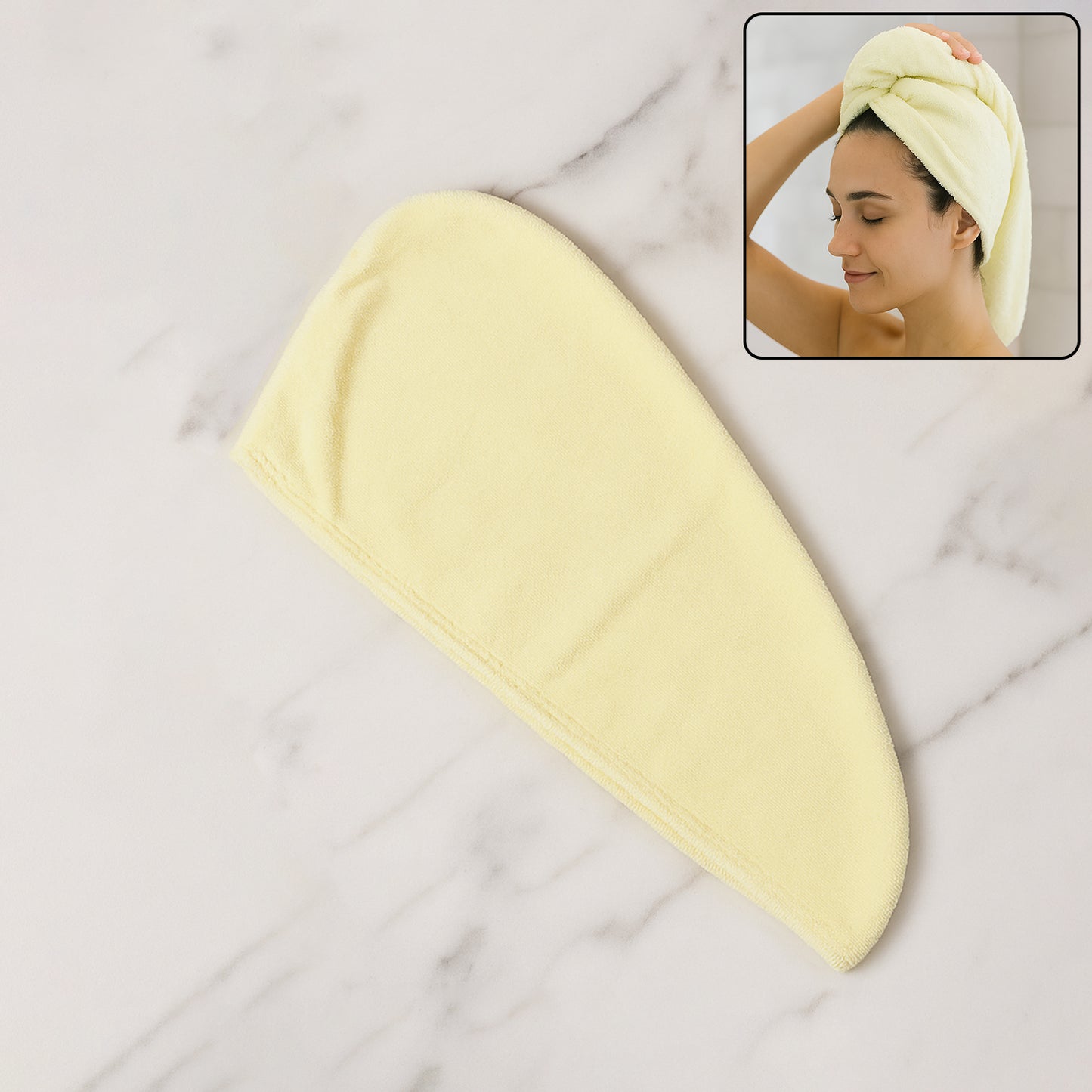 Small Microfiber Hair Drying Towel Wrap Cap - Quick Absorbent Turban (1 Pc) - Happy Price - Image 2