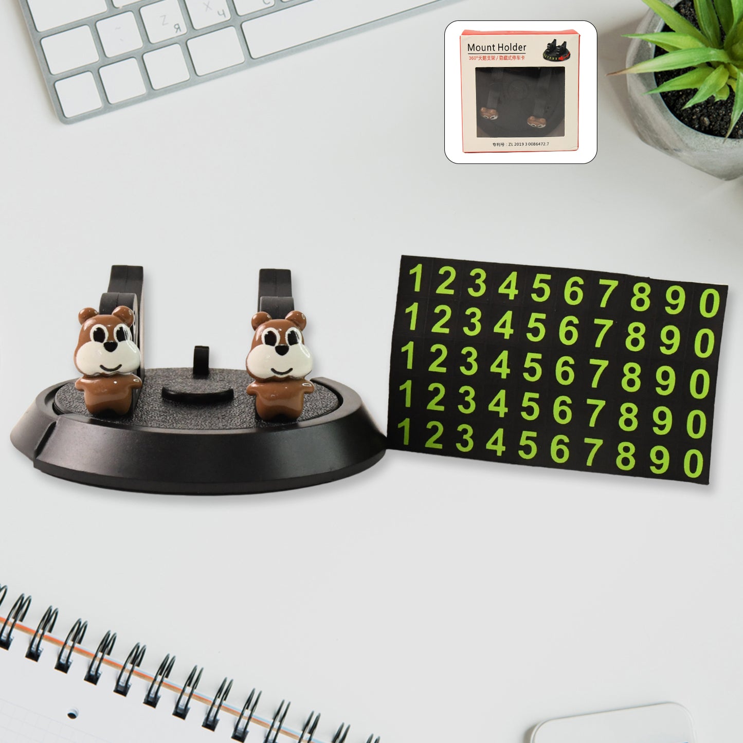 Multipurpose Car Dashboard Phone Holder Stand with Adjustable Clips and Hidden Temporary Parking Number Plate (1 Pc) - Happy Price - Image 3