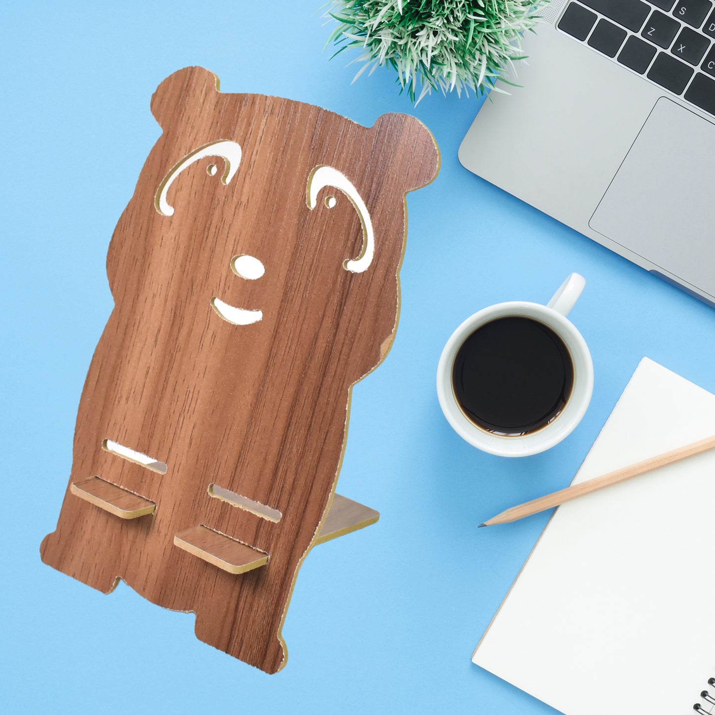 Wooden Cartoon Shape Design Mobile Stand (1 Pc) - Happy Price - Image 3