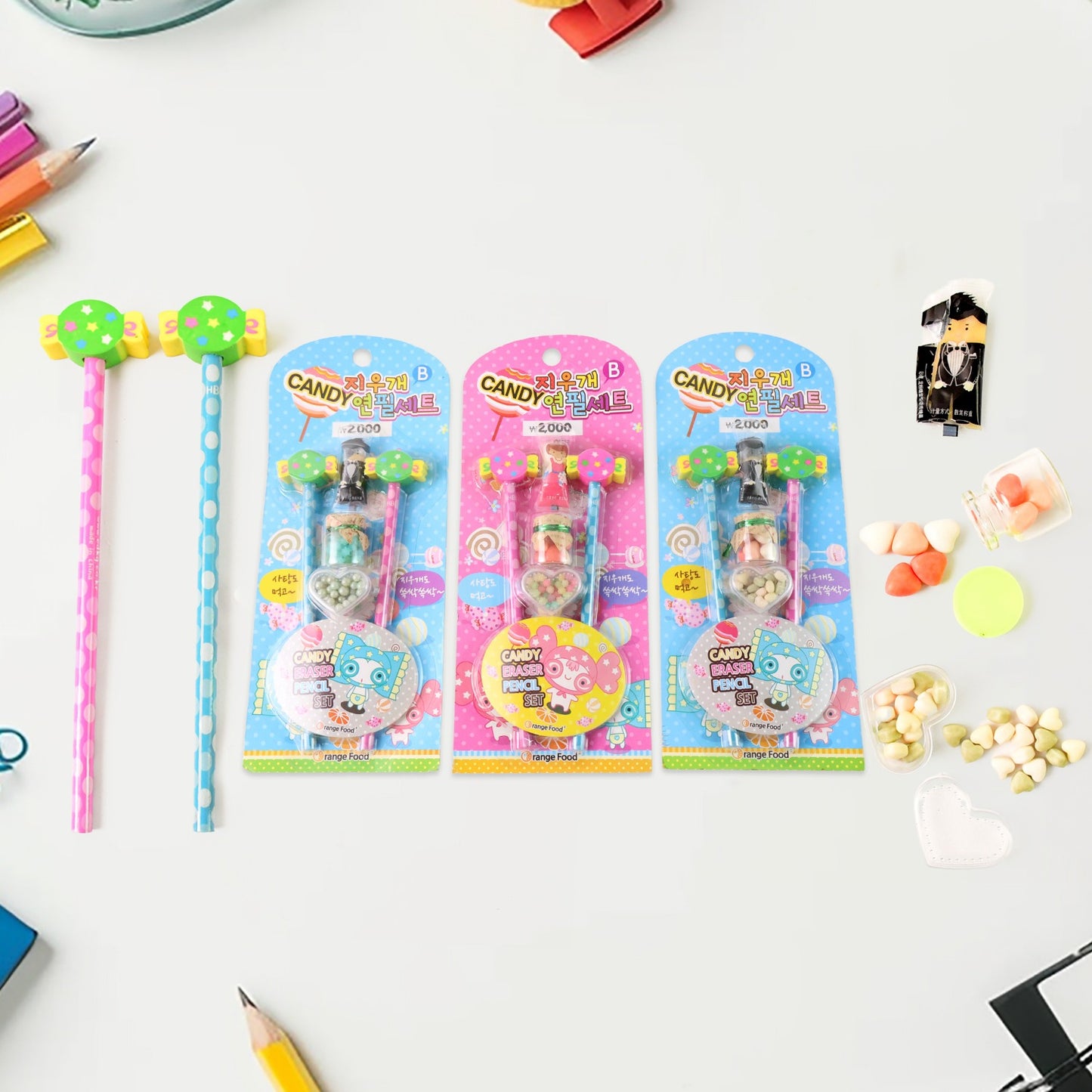 Fun Candy Design Pencil Set With Accessories (1 Set Mix Design) - Happy Price - Image 2