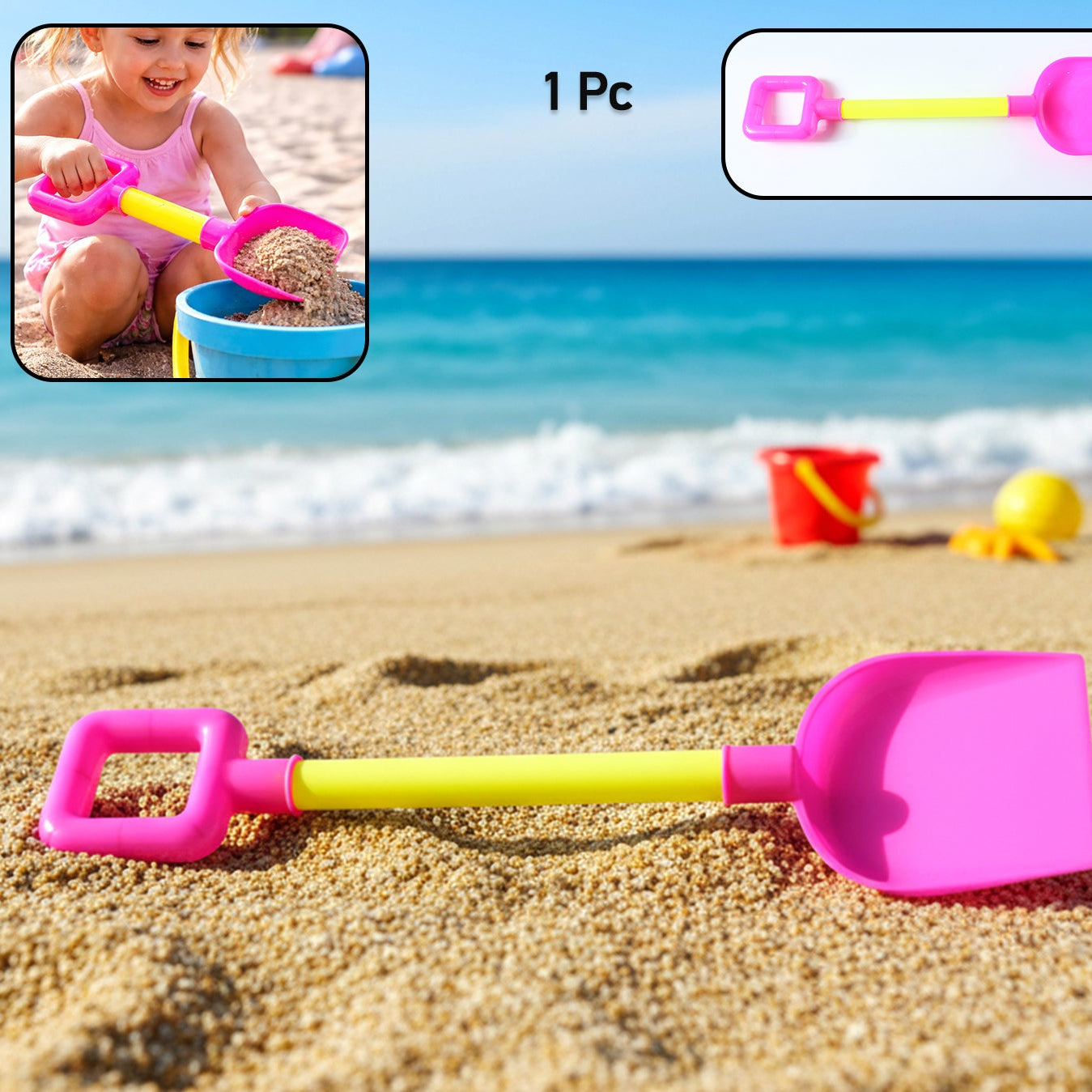Kids Beach Sand Shovel Toy (1 Pc) - Lightweight Plastic Digging Spade for Outdoor Fun - Happy Price - Image 1