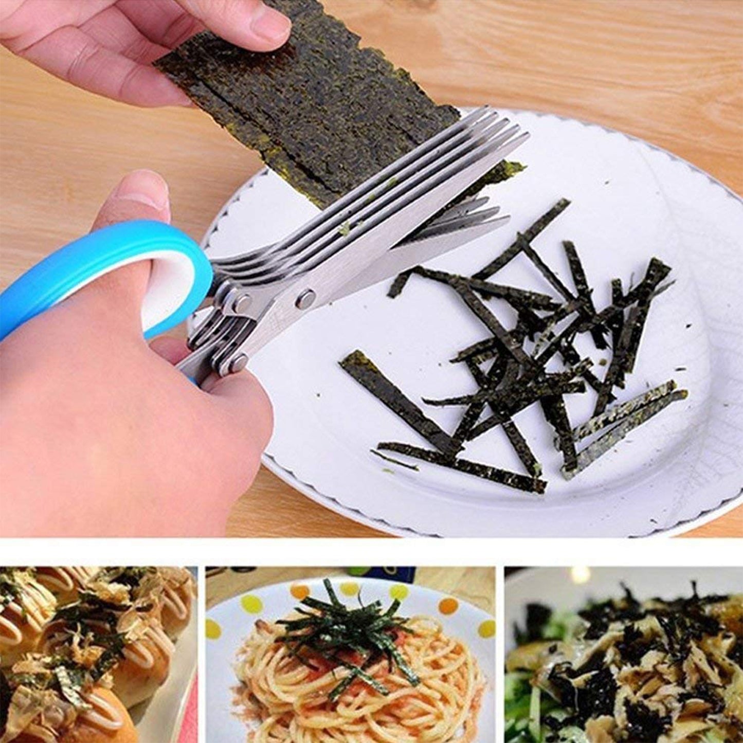 5-Blade Stainless Steel Herb Scissors for Kitchen Use - Happy Price - Image 6