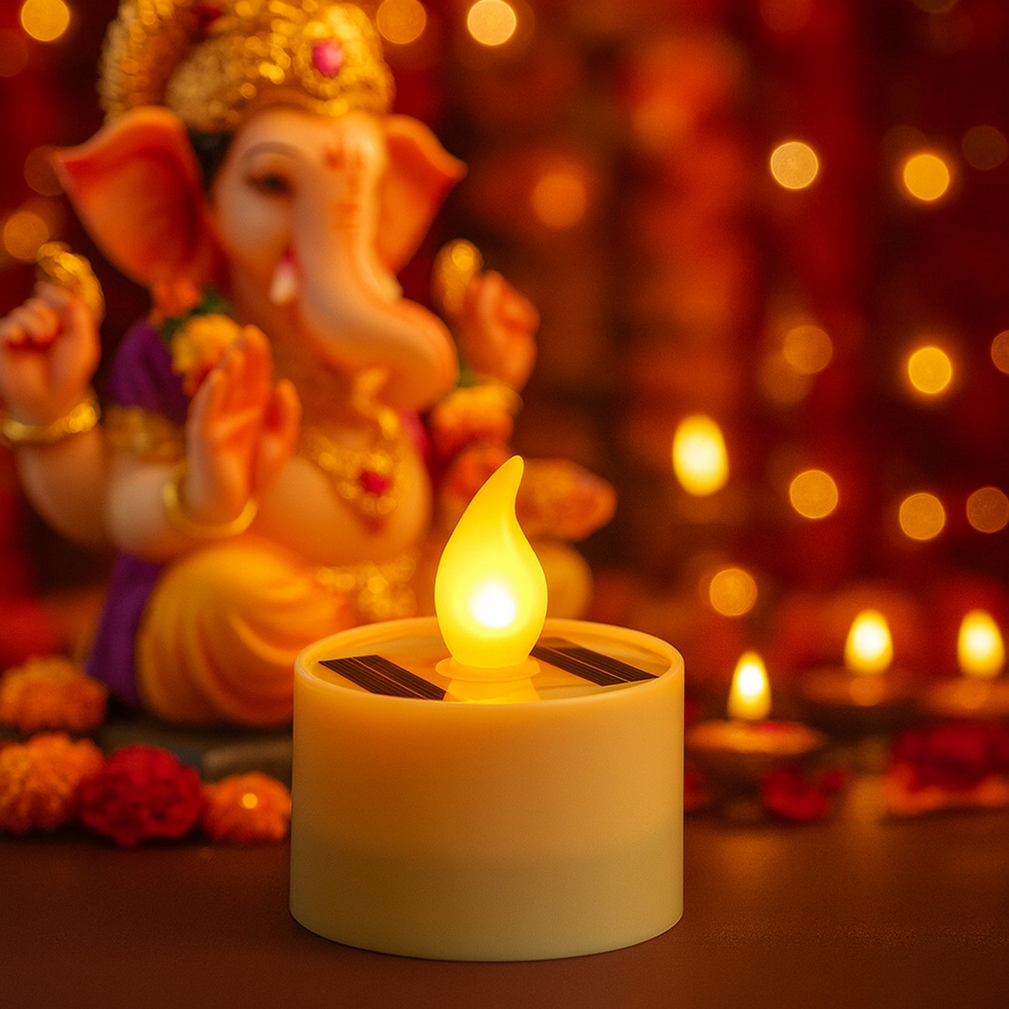 Solar Powered LED Flickering Candle Light (1 Pc) - Safe & Eco-Friendly - Happy Price - Image 4