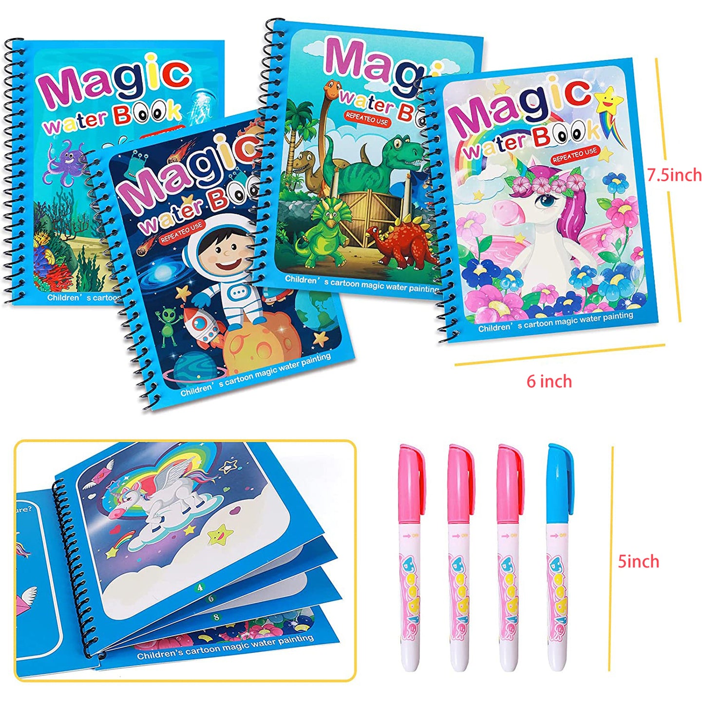 Magic Water Quick Dry Book Water Coloring Book Doodle With Magic Pen Painting Board - Happy Price - Image 4
