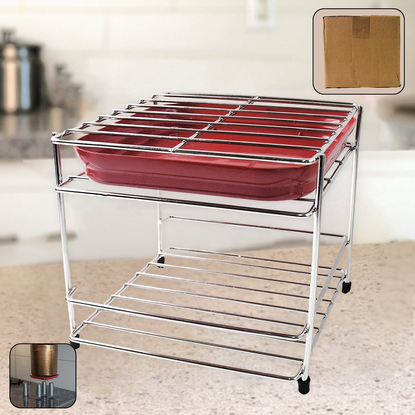 Premium Stainless Steel 2-Tier Kitchen Utensil Organizer Stand - Happy Price - Image 6