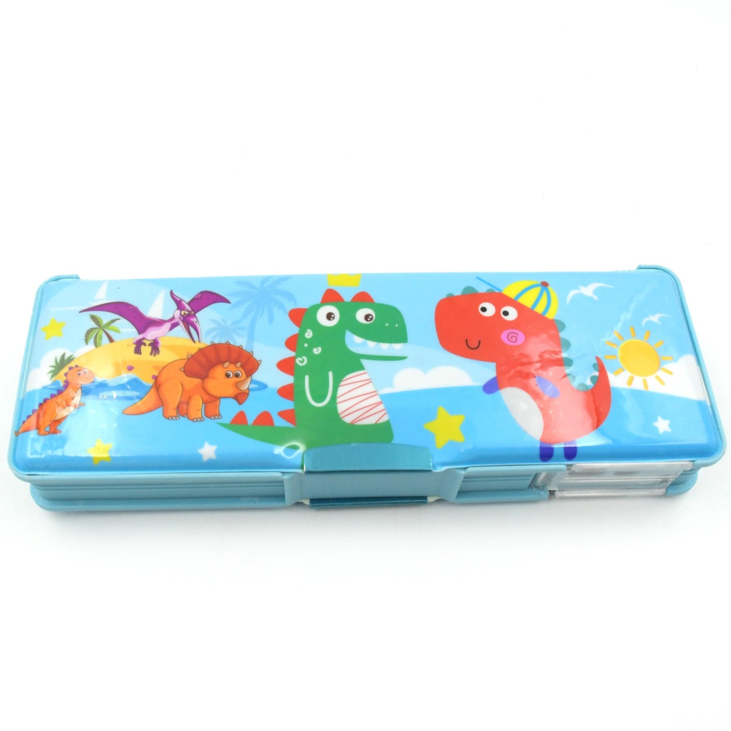 Multipurpose Compass Box Plastic Double Deck Pencil Case With 2 Compartments Supplies Utility Box Storage Organizer Pencil Box For School Cartoon Printed Pencil Case For Kids Birthday Gift For Girls Boys (1 Pc Mix Design) - Happy Price - Image 5