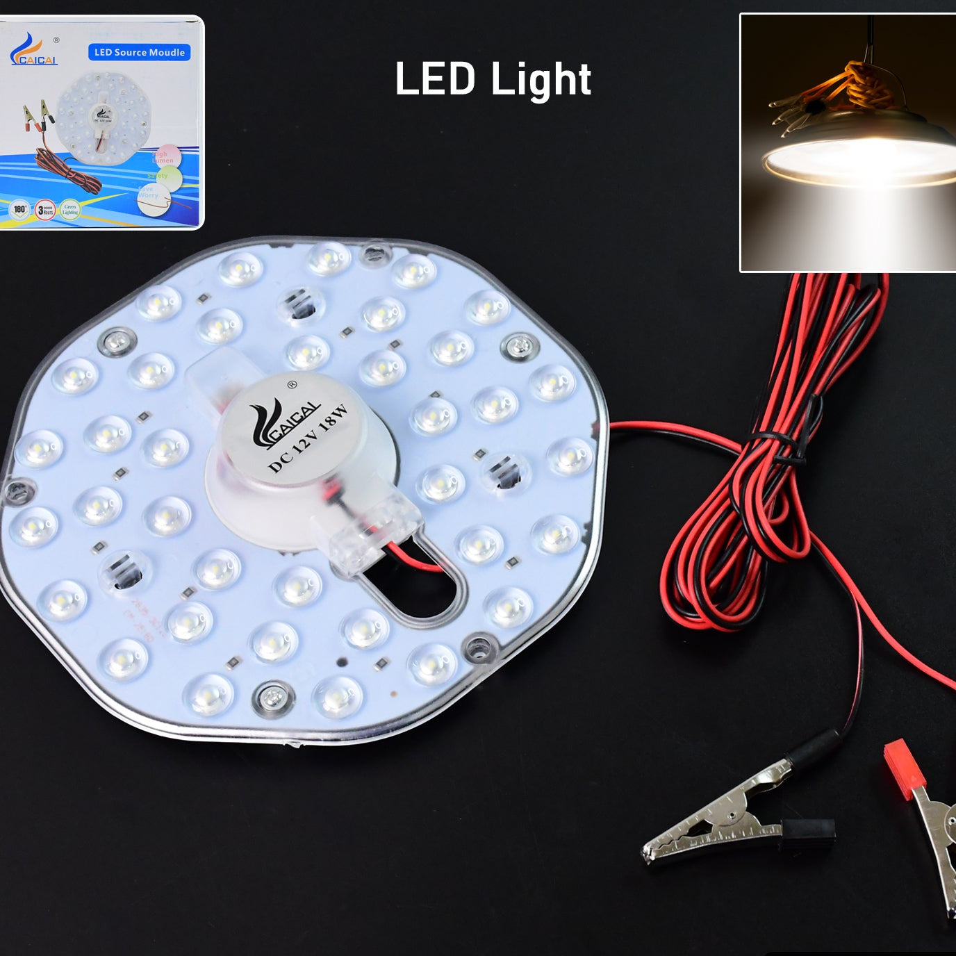 12V 18W Round LED Light Module with Clip Wires - 36 LEDs - Happy Price - Image 1