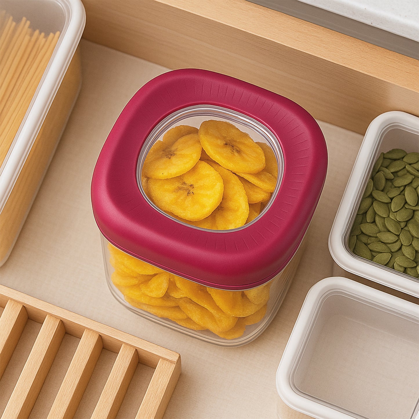 2 Pcs Approx 800 ML Airtight Twist Lock Kitchen Storage Containers - Happy Price - Image 5