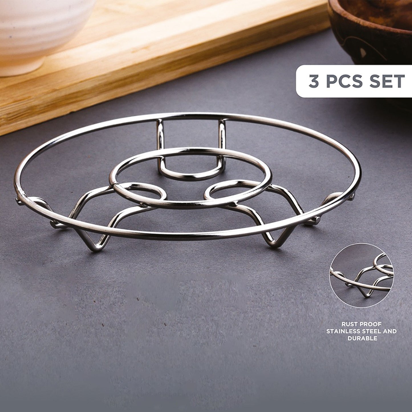 Apex Stainless Steel Wire Hotmate Trivet Stand Set Of 3 - Happy Price - Image 6