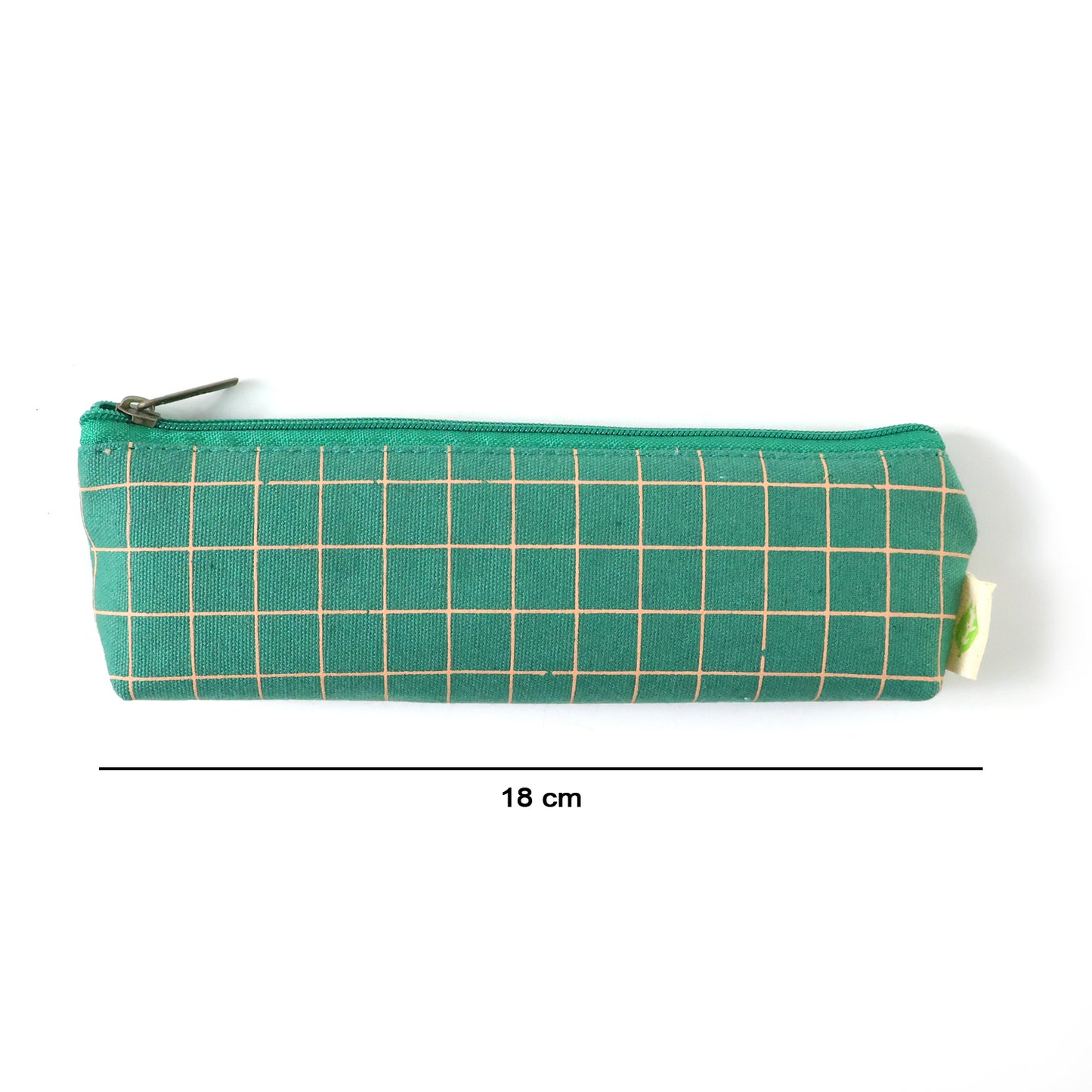 Green Grid Print Zippered Pouch Organizer - 1 Pc Stationery Bag - Great Price - Image 5