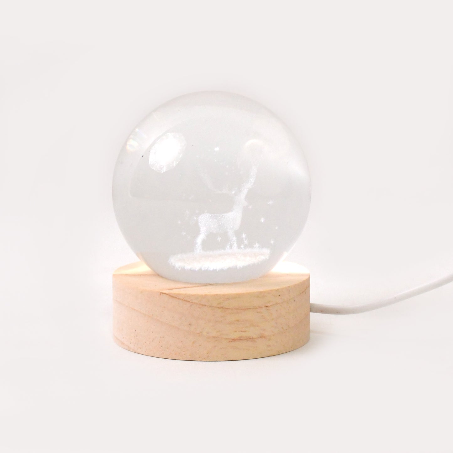 Mela Crystal Ball Night Light Glass Ball Night Lamp With Wood Base - Happy Price - Image 5